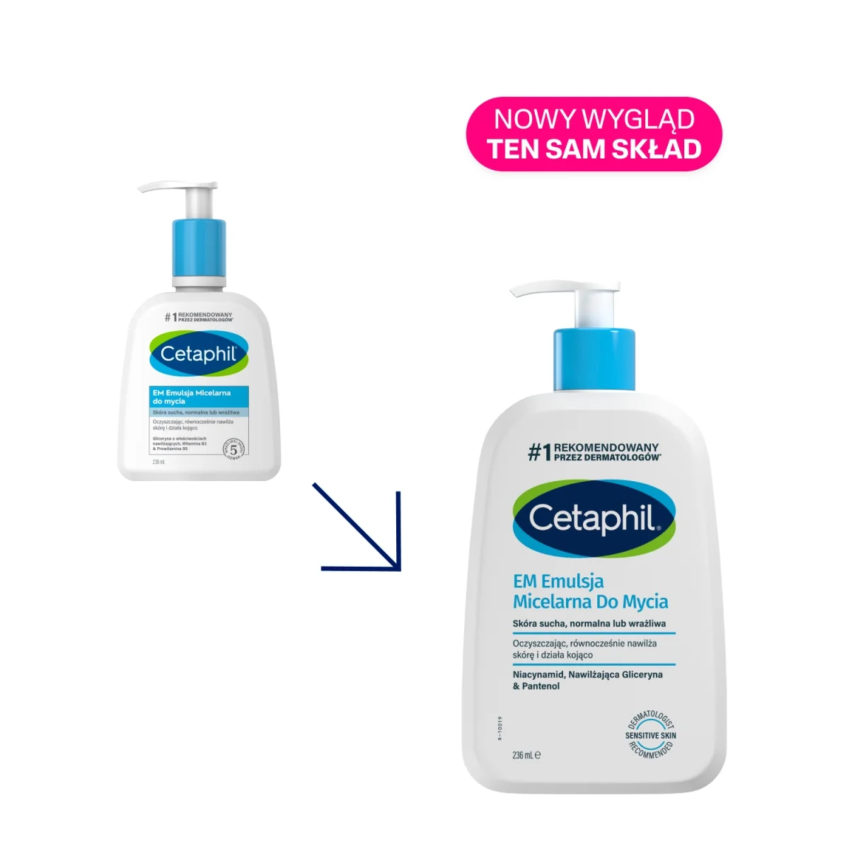 Cetaphil EM do mycia Emulsja Micelarna, 236 ml + pompka