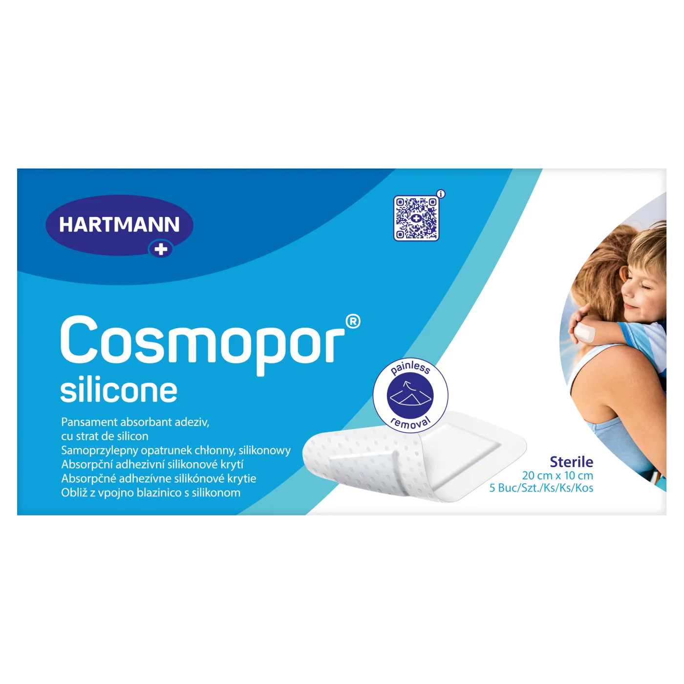 Cosmopor silicone opatrunek samoprzylepny, 20cmx10cm, 5 szt.