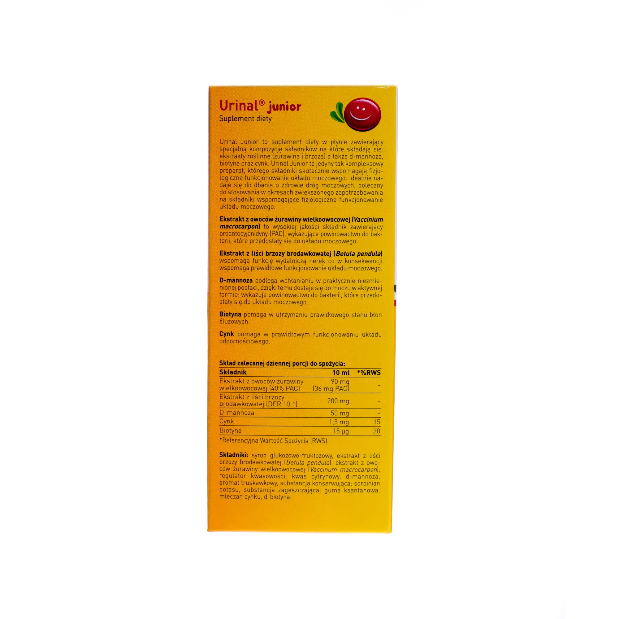 Urinal Junior suplement diety, smak truskawkowy, 120 ml