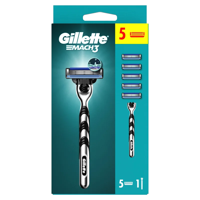 Gillette Mach3 Charcoal maszynka do golenia z 5 wymiennymi ostrzami dla mężczyzn, 1 szt.