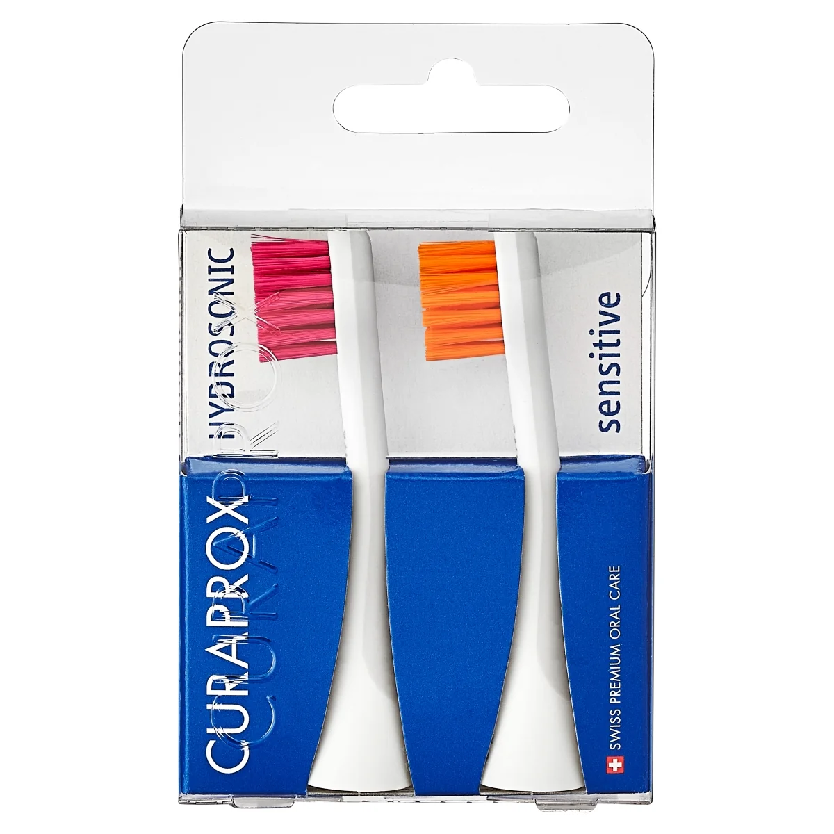 Curaprox Hydrosonic Sensitive Duo końcówki szczoteczki sonicznej magenta i pomarańczowa, 2 sztuki