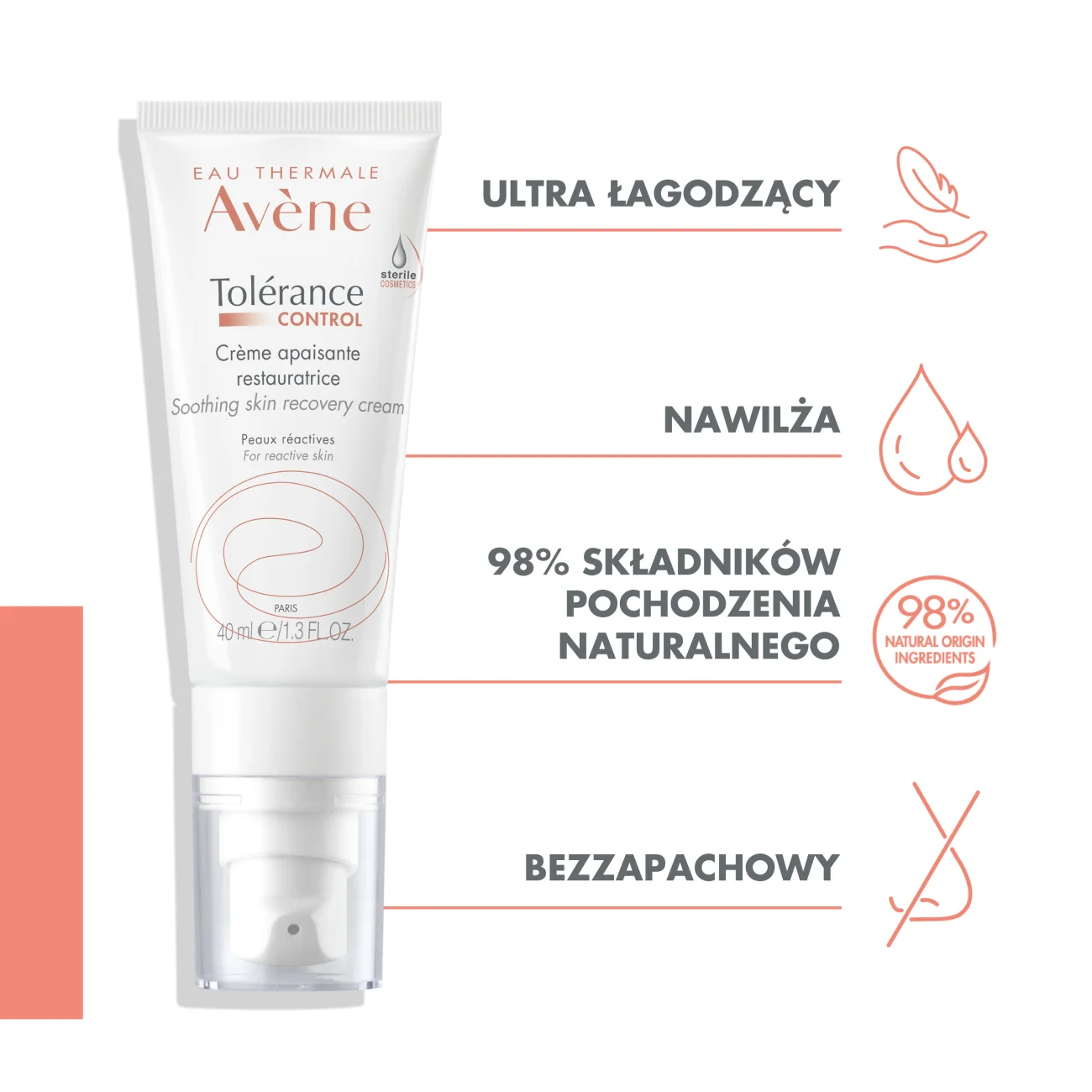 Avene Tolerance Control krem łagodząco-regenerujący 40 ml