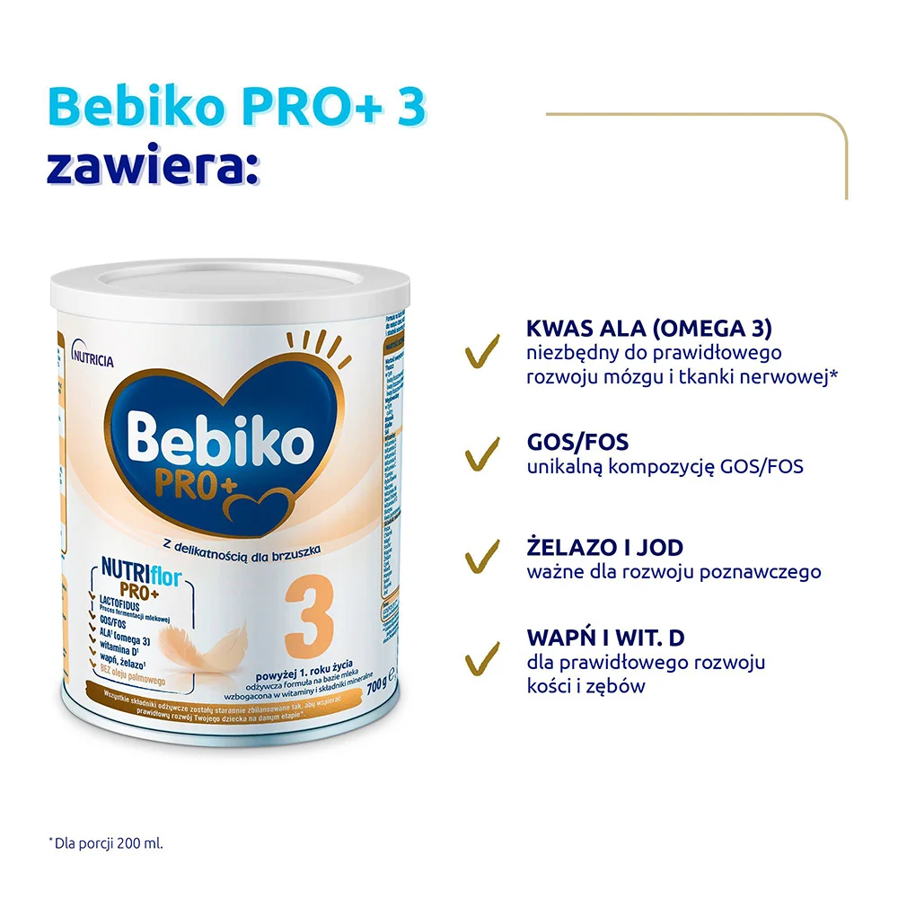 Bebiko Pro+ 3 Mleko modyfikowane dla dzieci powyżej 1. roku życia, 700 g