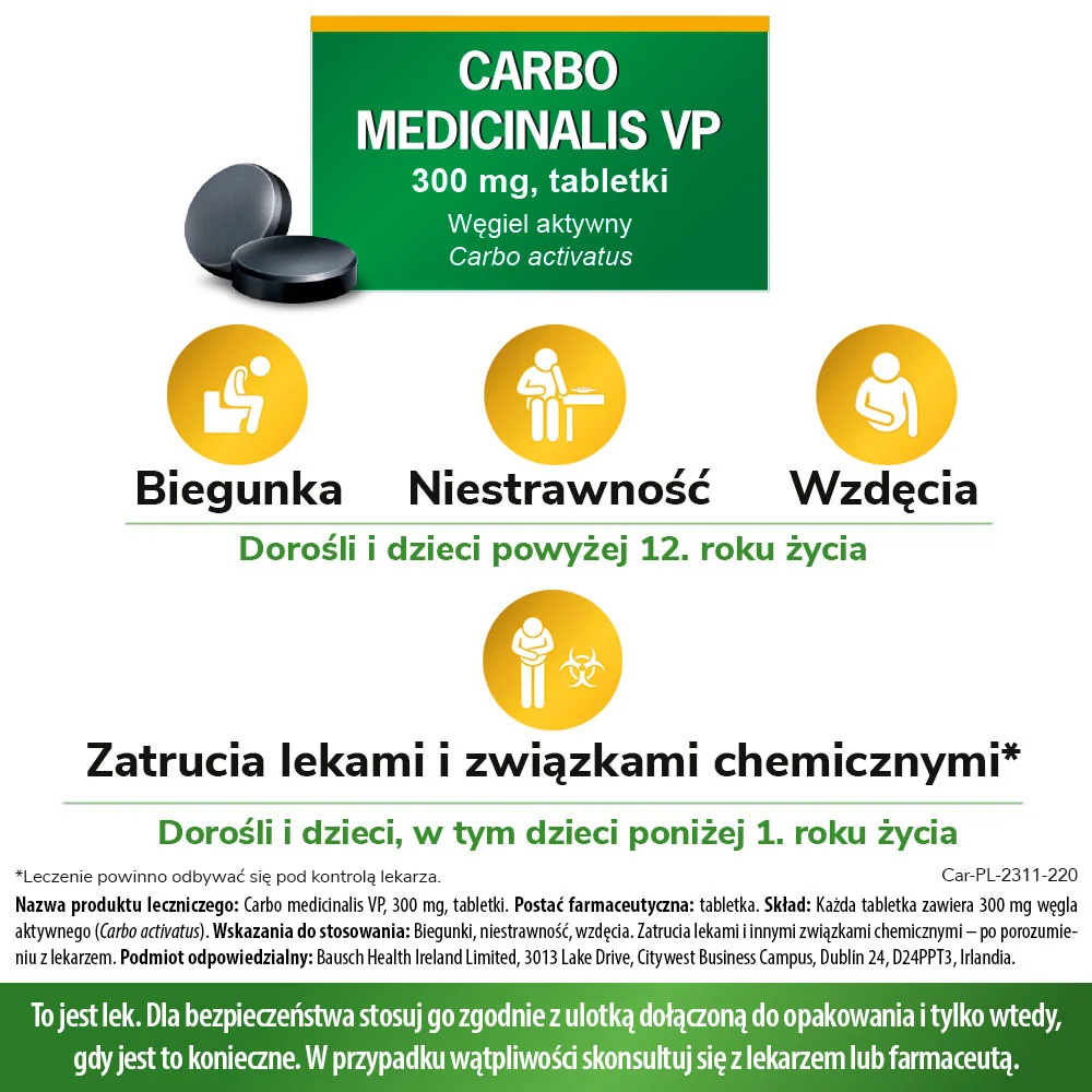 Carbo Medicinalis VP 300 mg, 20 tabletek