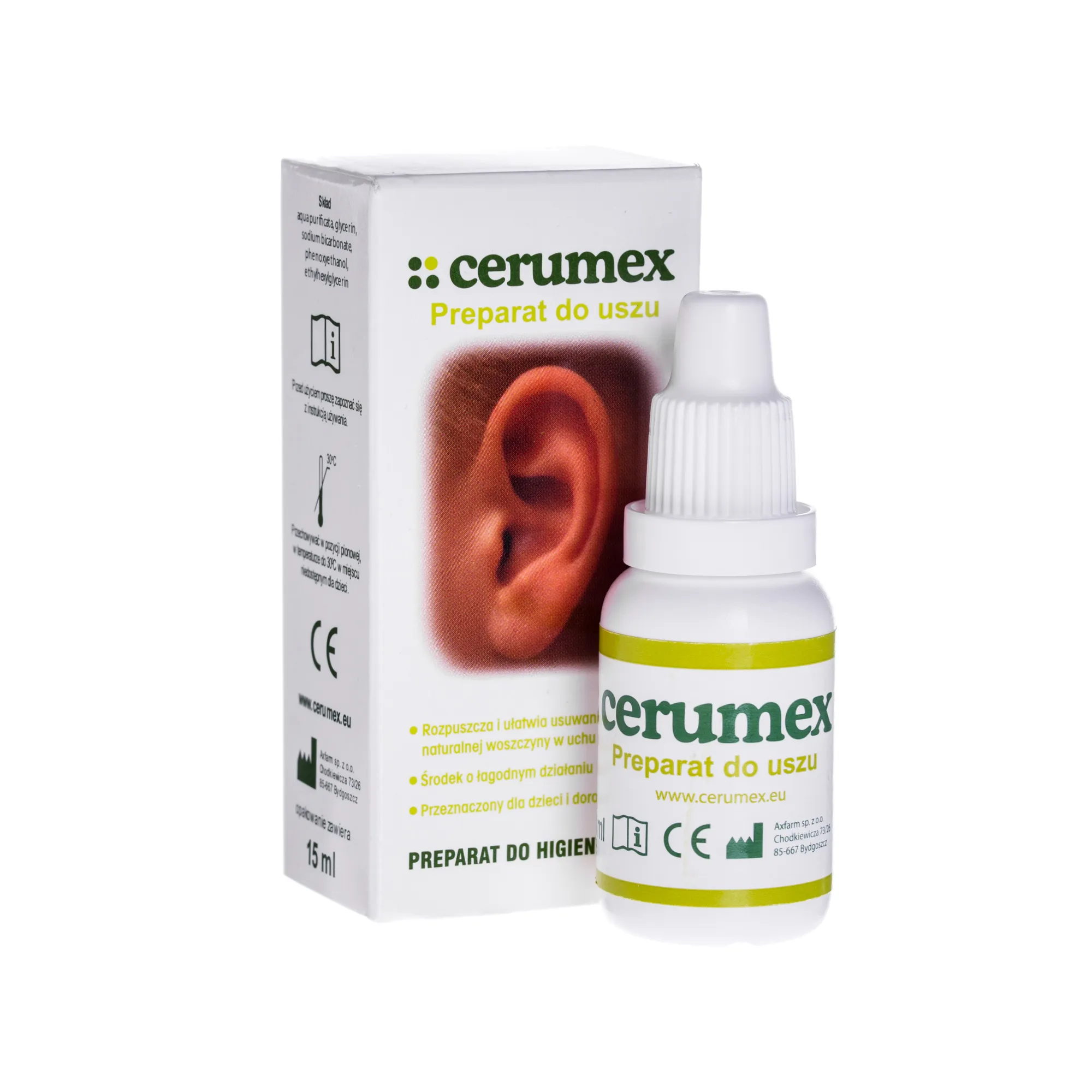 Cerumex, preparat do higieny uszu, 15 ml