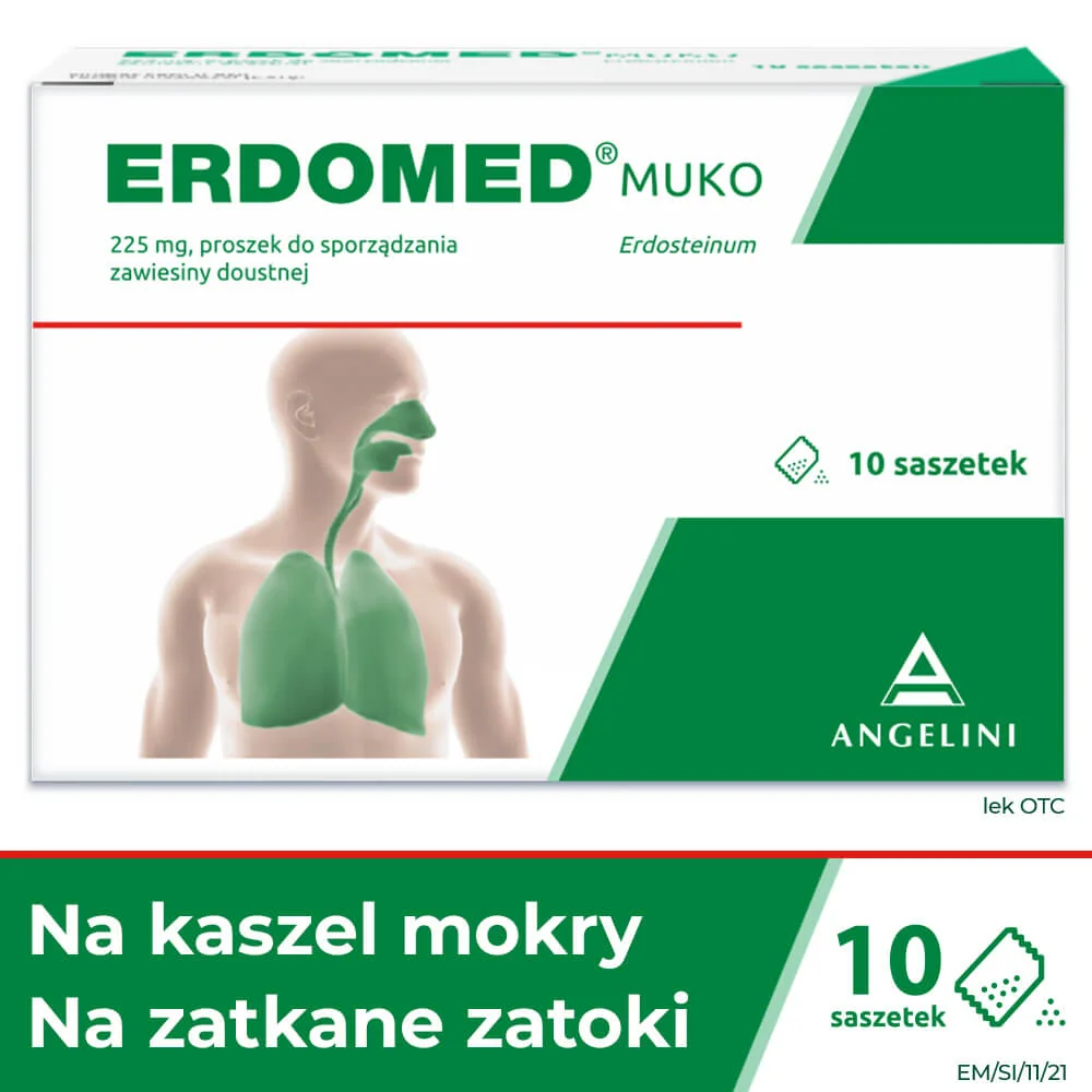 Erdomed Muko 225 mg proszek do sporządzania zawiesiny doustnej, 10 saszetek