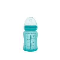 Everyday Baby szklana butelka ze smoczkiem S reagująca na temperaturę, turkusowa, 1 szt.