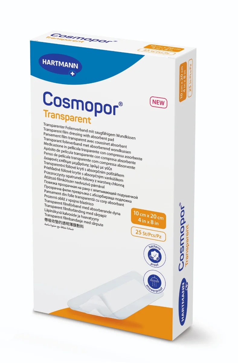 Cosmopor transparentny opatrunek sterylny 10 cm x 10 cm, 25 szt.