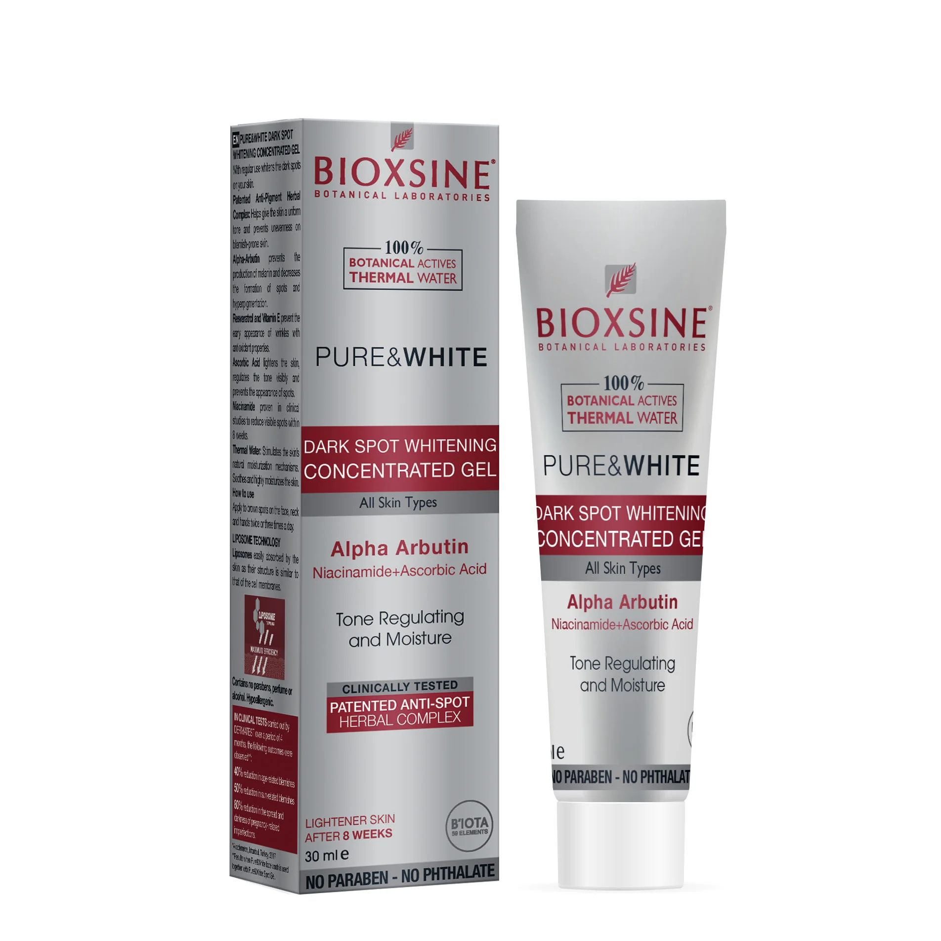 Bioxsine Pure&White skoncentrowany żel wybielający przebarwienia skóry, 30 ml