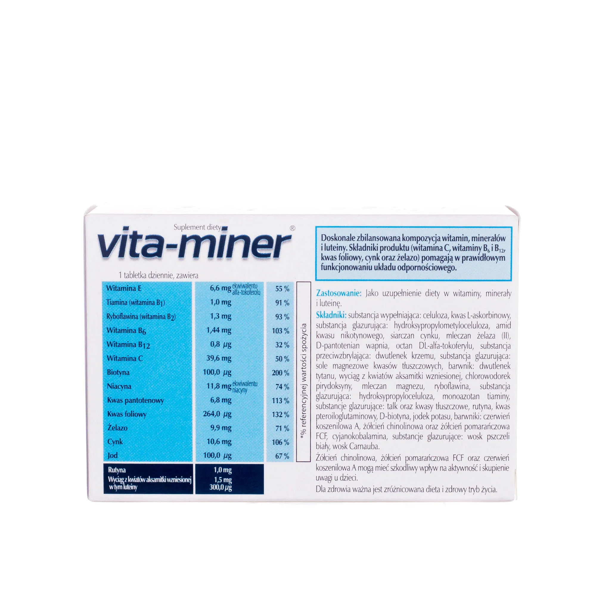 Vita-miner - suplement diety bogaty w witaminy i minerały 60 tabletek. 