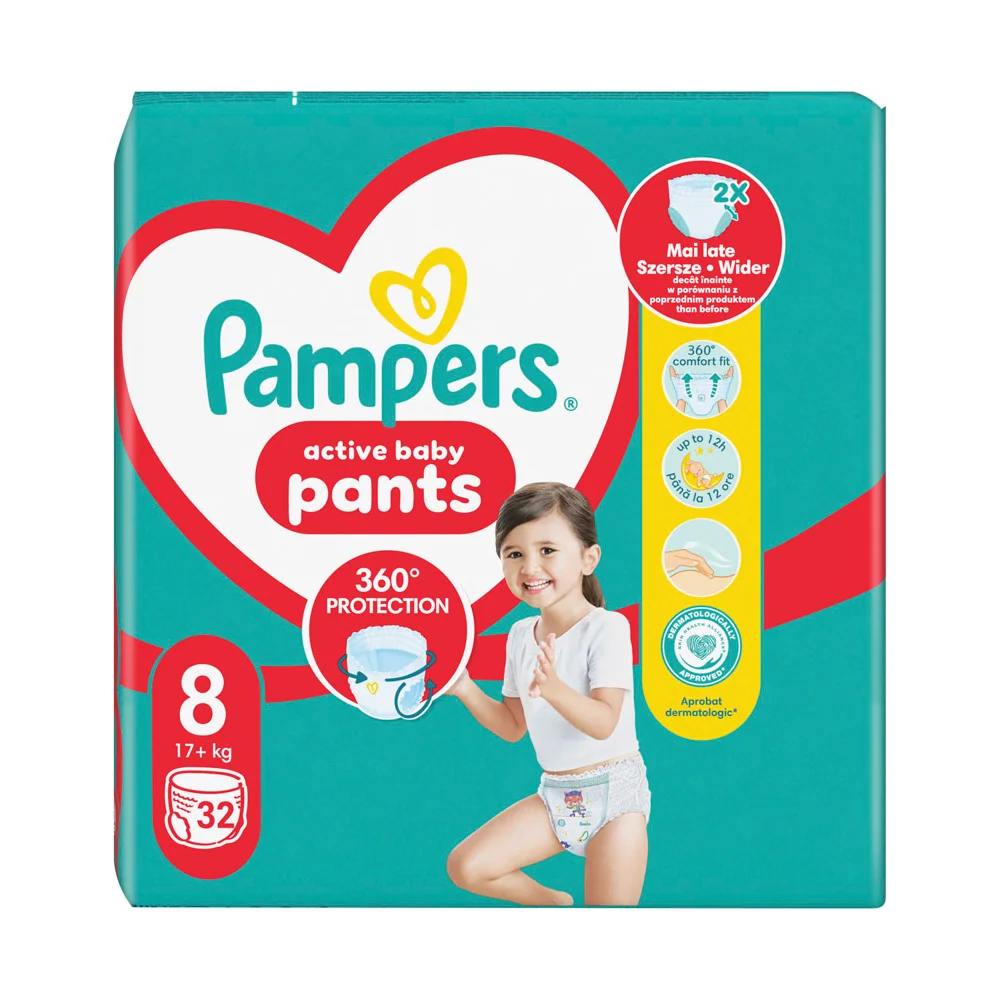 Pampers Pants Pieluchomajtki, rozmiar 8 (17kg+), 32 sztuki