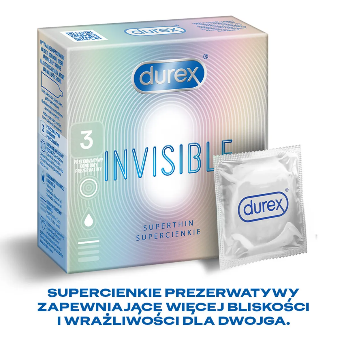 Prezerwatywy Durex INVISIBLE ekstra cienkie, 3 szt. 