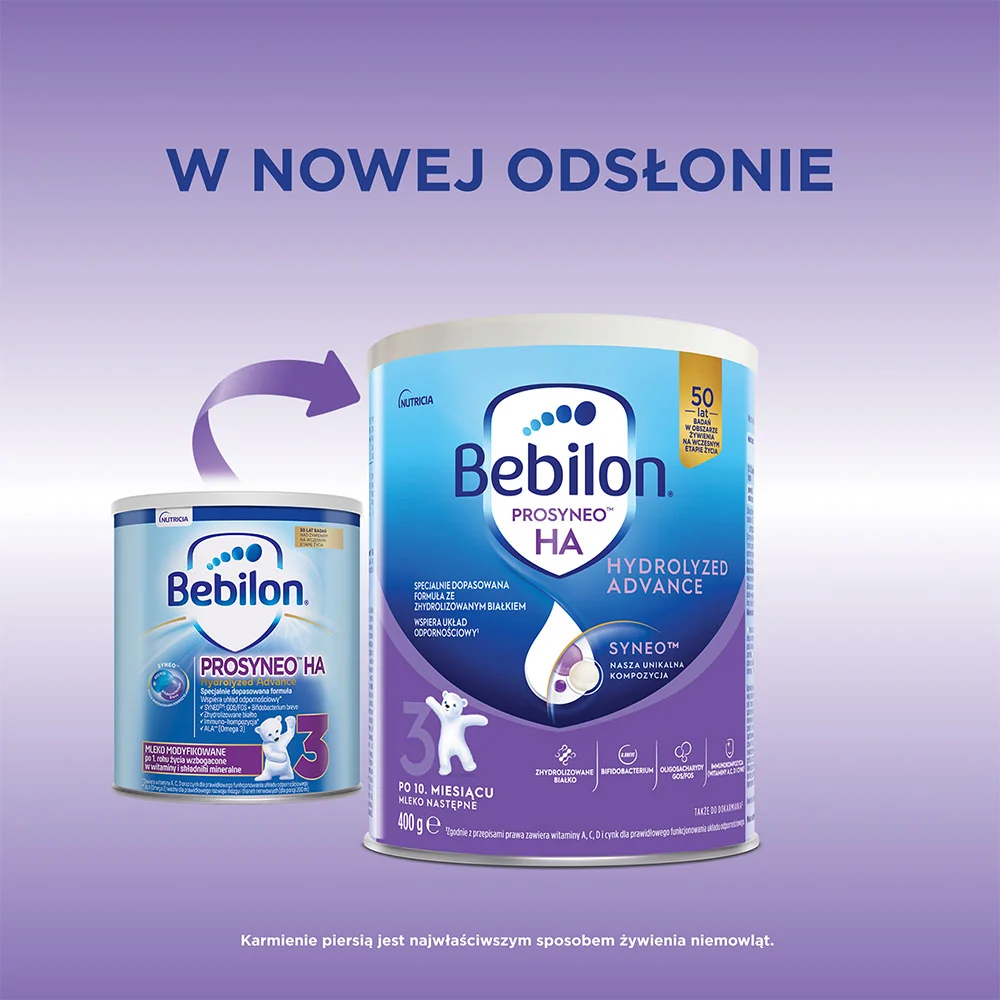 Bebilon Prosyneo HA 3 Hydrolyzed Advance odżywcza formuła na bazie mleka, Junior po 1. roku, 400 g