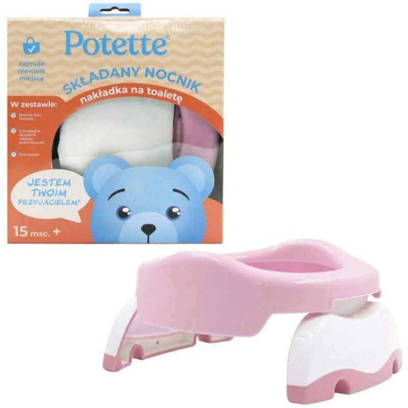 Potette Plus 2w1 Potette Plus nocnik dla dziecka i nakładka na toaletę różowo-biały, 1 szt.