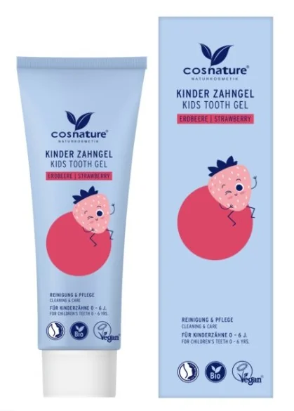 Cosnature® Kids Tooth Gel truskawkowy naturalny żel do zębów dla dzieci 0-6 lat, 75 ml