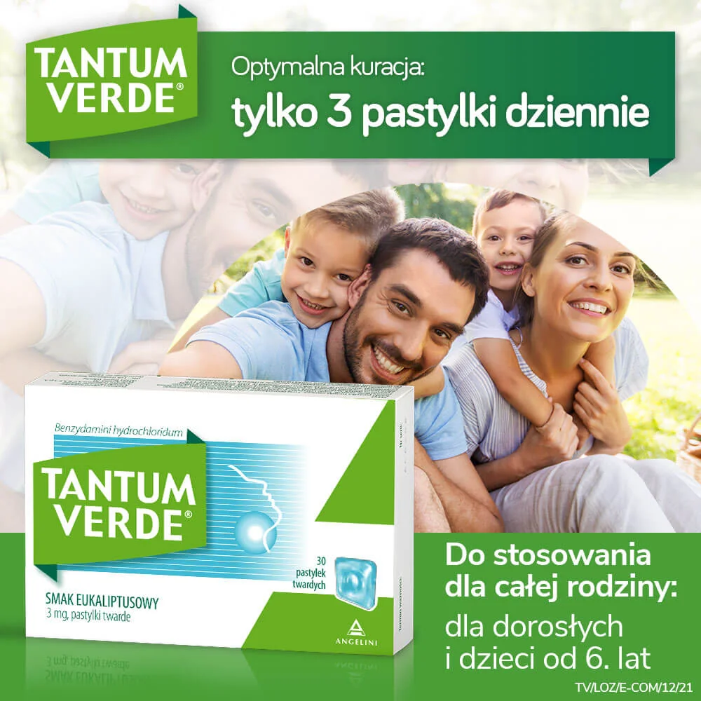 Tantum Verde, smak eukaliptusowy, 30 pastylek do ssania 