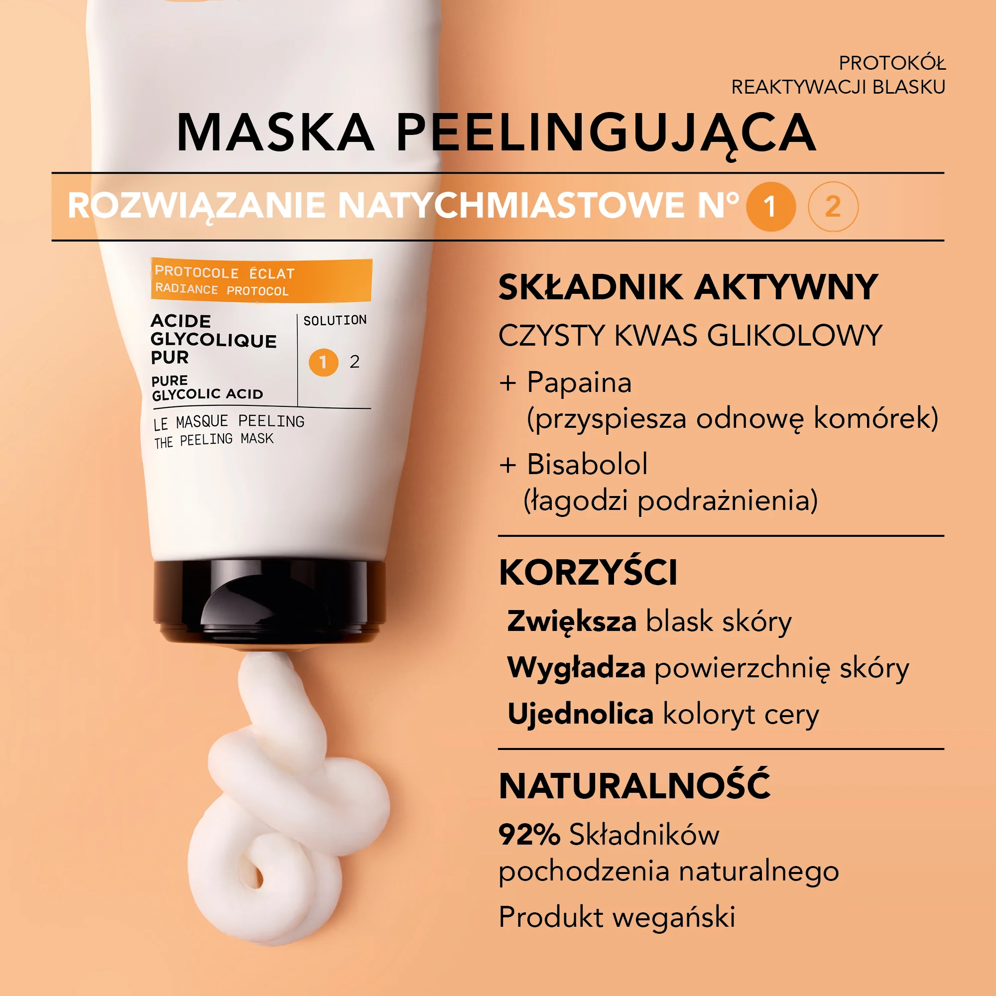Lierac Protocole Éclat maska peelingująca z kwasem glikolowym, 75 ml