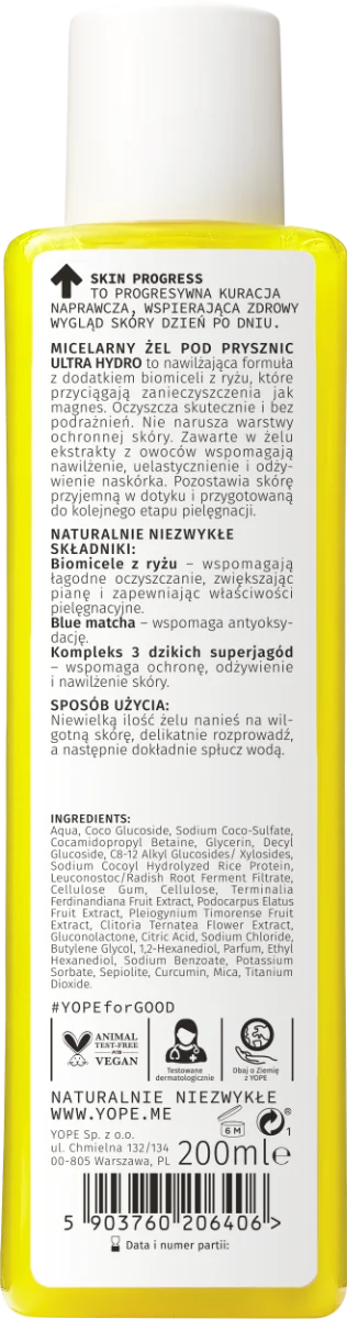 YOPE Skin Progress Ultra Hydro micelarny żel pod prysznic Water Fruits, 200 ml