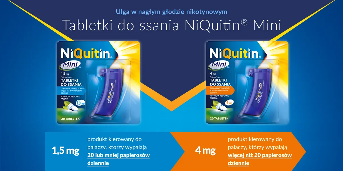 NiQuitin Mini, Nicotinum 4 mg, tabletki do ssania, 20 tabletek 