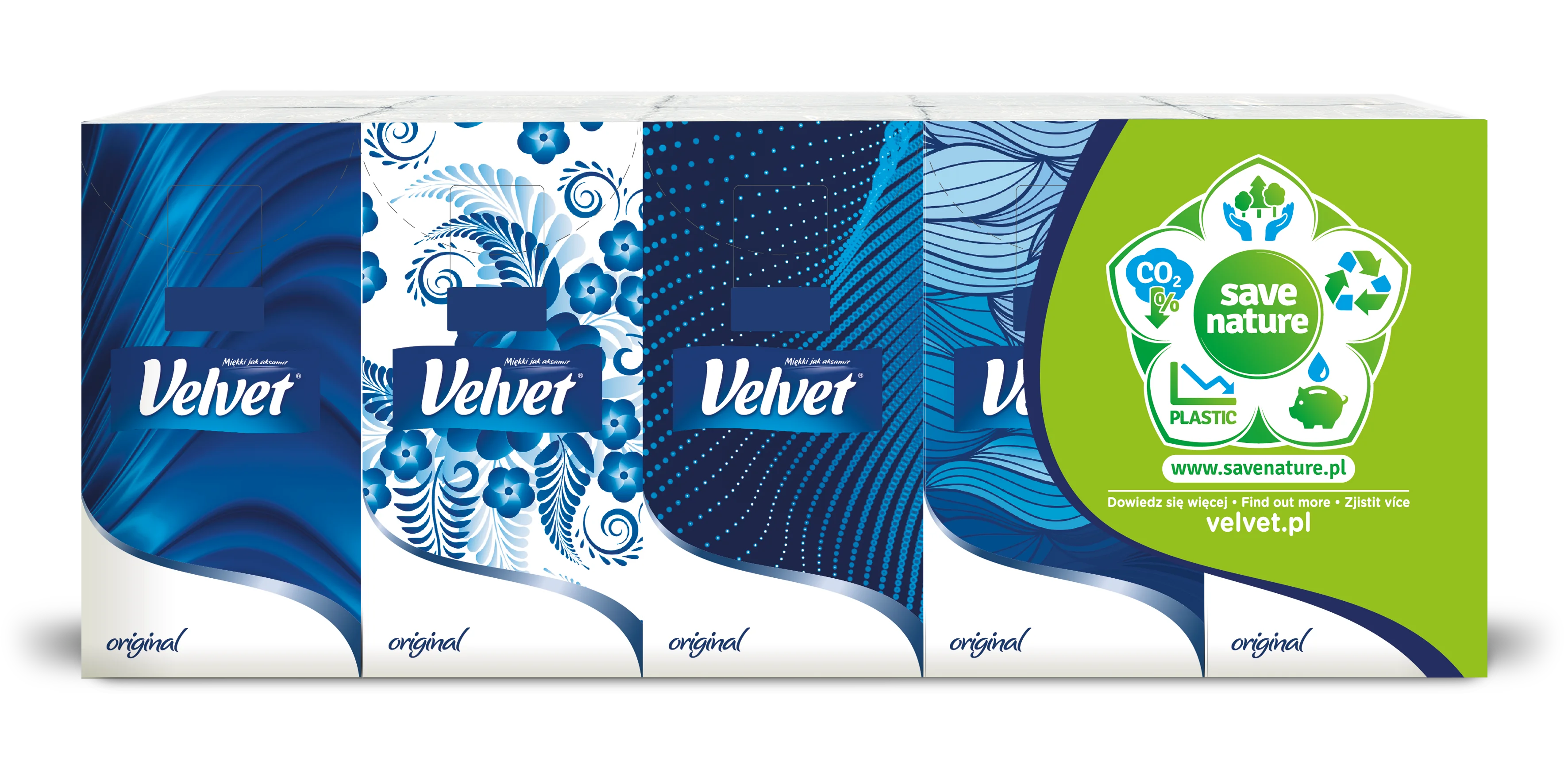 Velvet Original chusteczki higieniczne bezzapachowe, 10 x 10 szt.