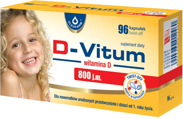 D-Vitum 800 j,m, suplement diety, 96 kapsułek twist-off