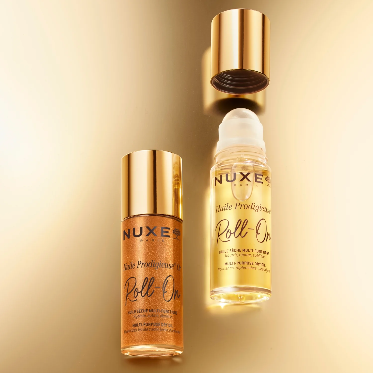 Nuxe Huile Prodigieuse® suchy olejek roll-on ze złotymi drobinkami, 60 ml