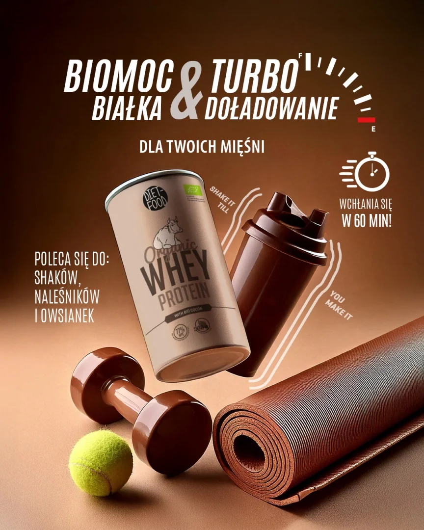 DIET-FOOD Białko z serwatki z kakao BIO koncentrat WPC, 500 g