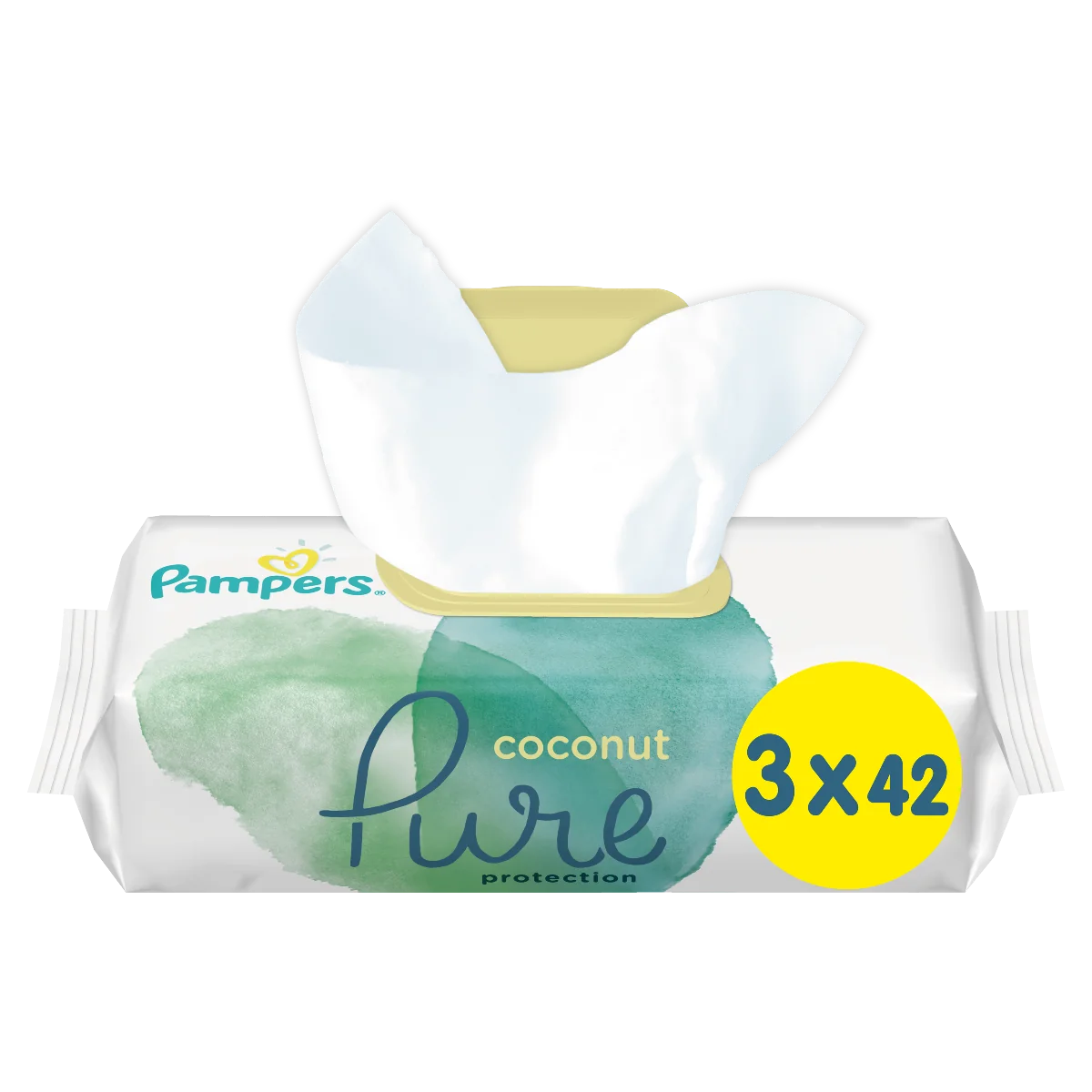 Pampers Coconut Pure nawilżane chusteczki dla dzieci, 3 x 42 szt.