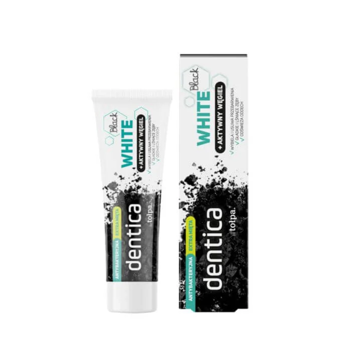 Dentica by Tołpa Black White pasta do zębów z aktywnym węglem, 75 ml