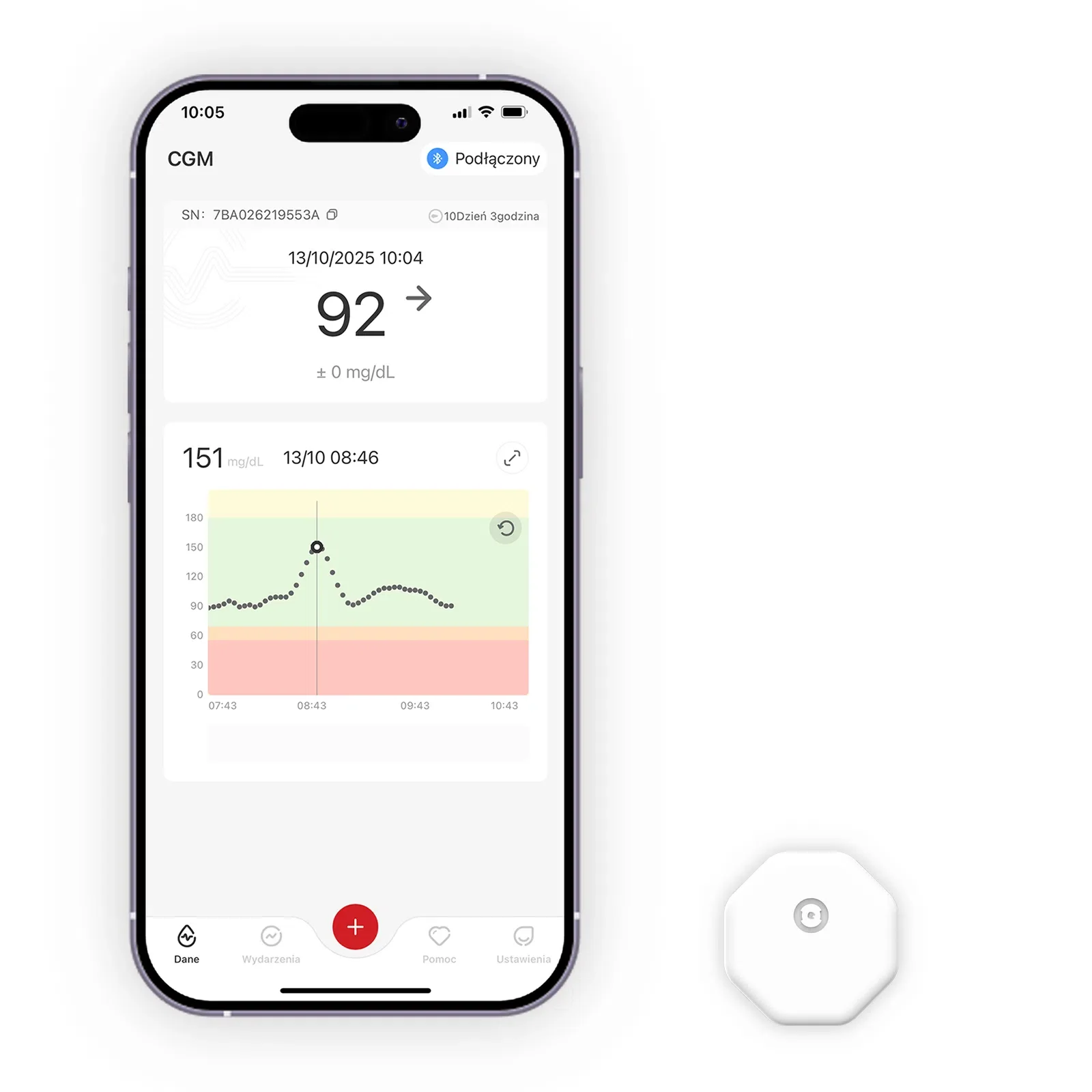 Sinocare iCan i6 CGM sensor do systemu ciągłego monitorowania glikemii, 1 sztuka