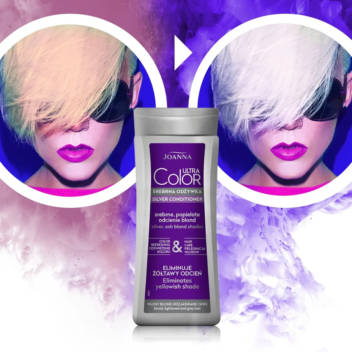 Joanna Ultra Color srebrna odżywka, srebrne, popielate odcienie blond, 200 g