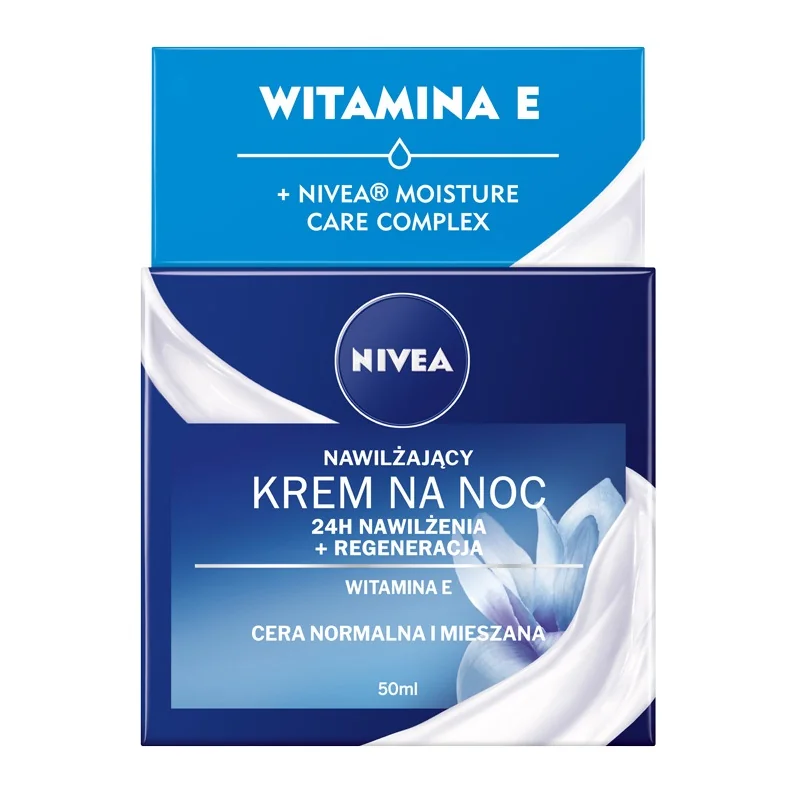 Nivea 24 H Nawilżenia + Regeneracja nawilżający krem na noc do cery normalnej i mieszanej, 50 ml