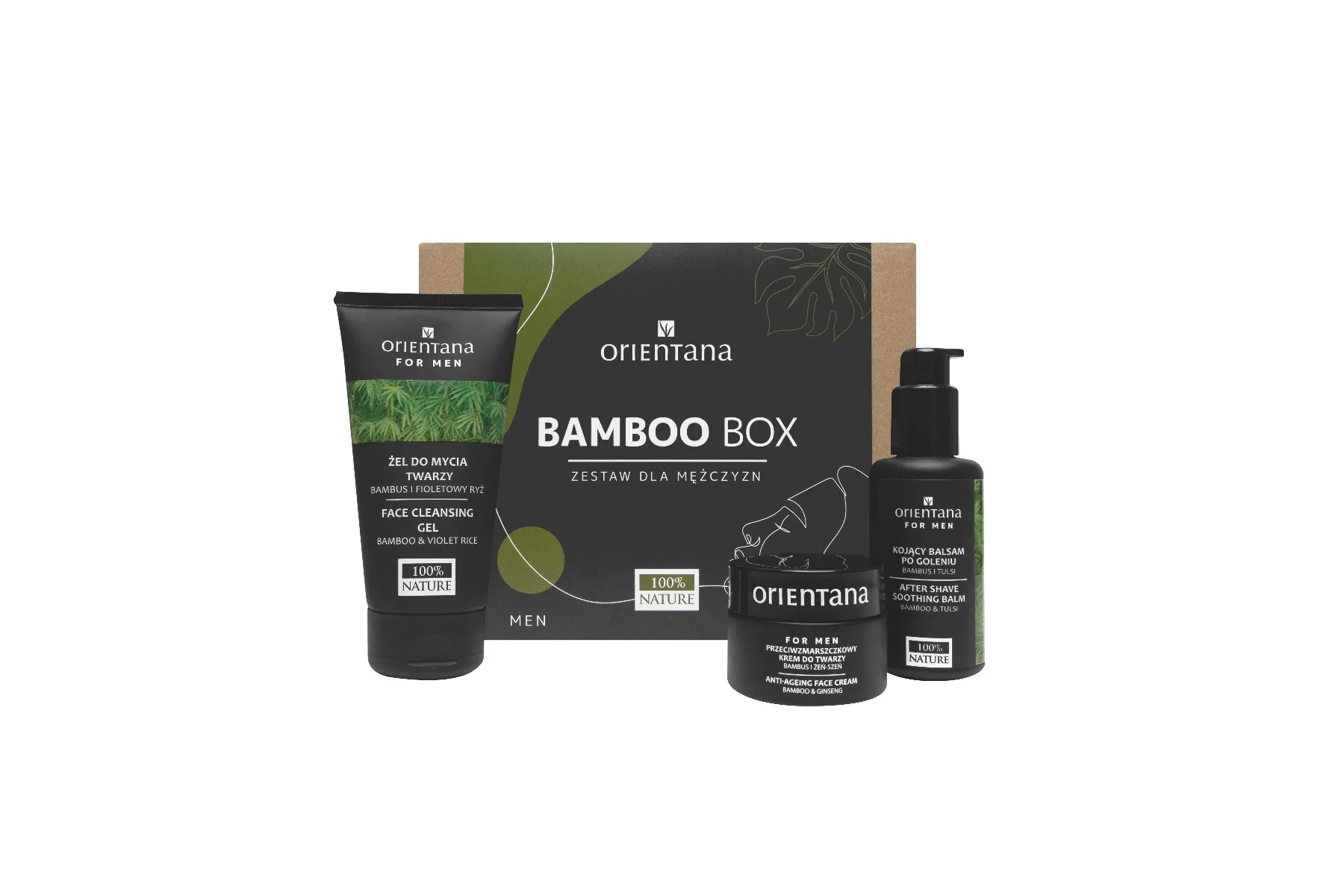 Orientana Bamboo Box zestaw dla mężczyzn, 150 ml + 75 ml + 50 ml