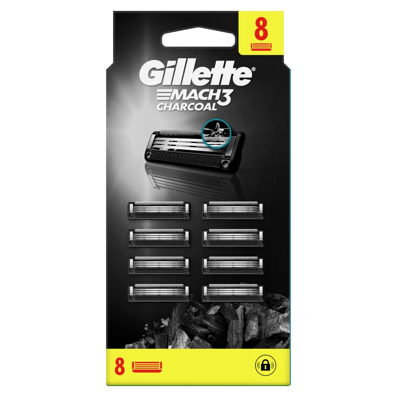 Gillette Mach3 Charcoal ostrza wymienne do maszynki do golenia dla mężczyzn, 8 szt.