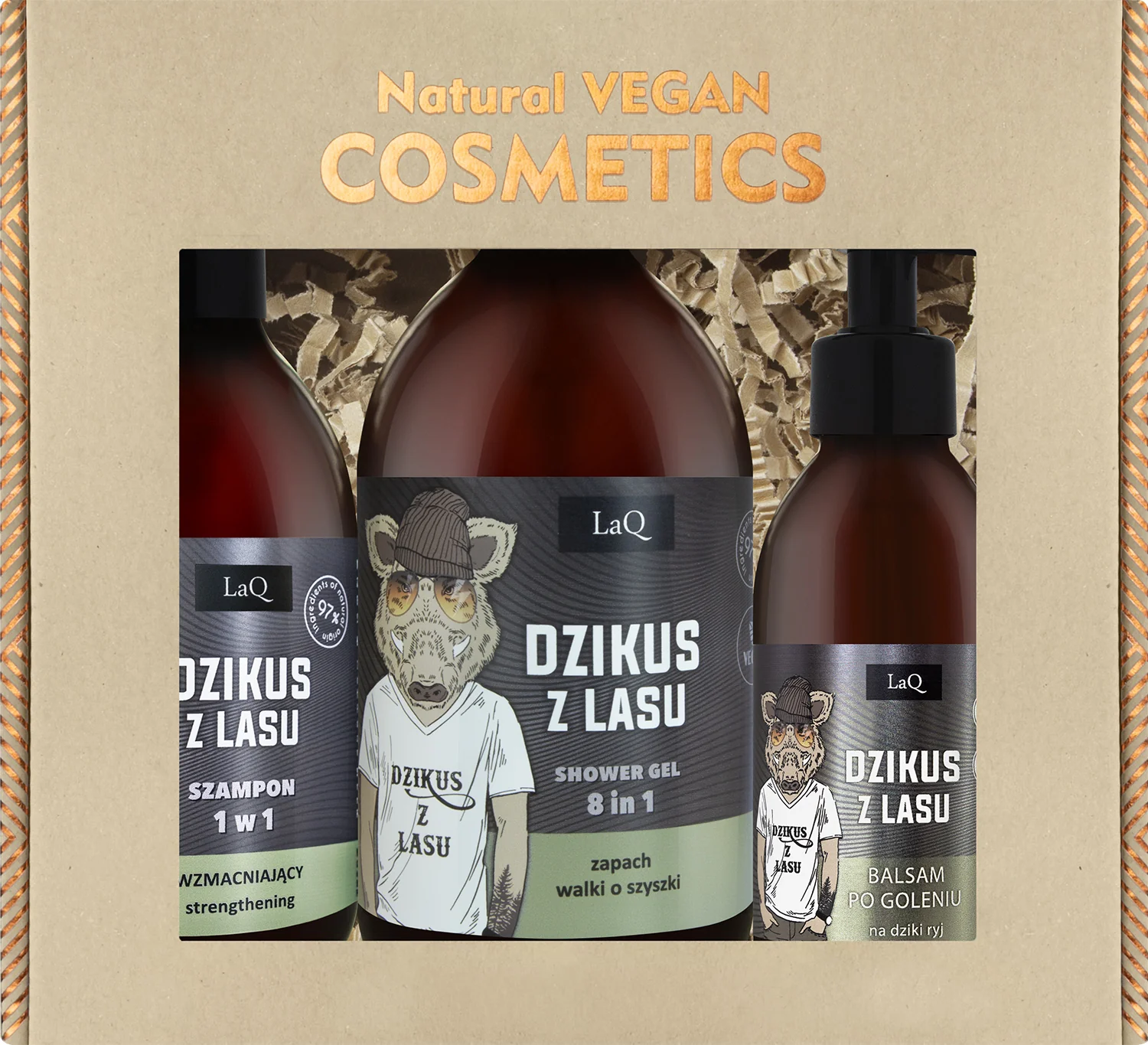 LaQ Zestaw Dzikus z Lasu żel, 500 ml + szampon, 300 ml + balsam po goleniu, 150ml