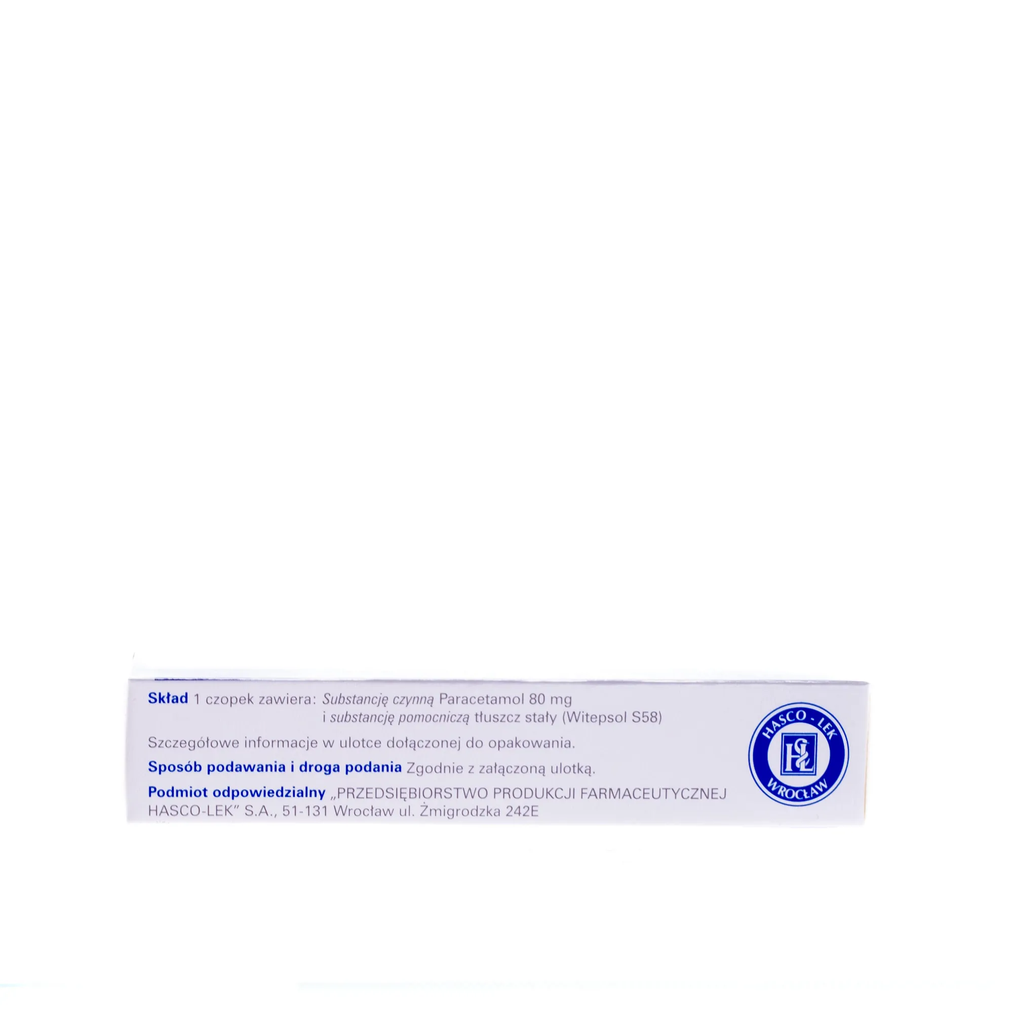 Paracetamol Hasco 80 mg, 10 czopków 