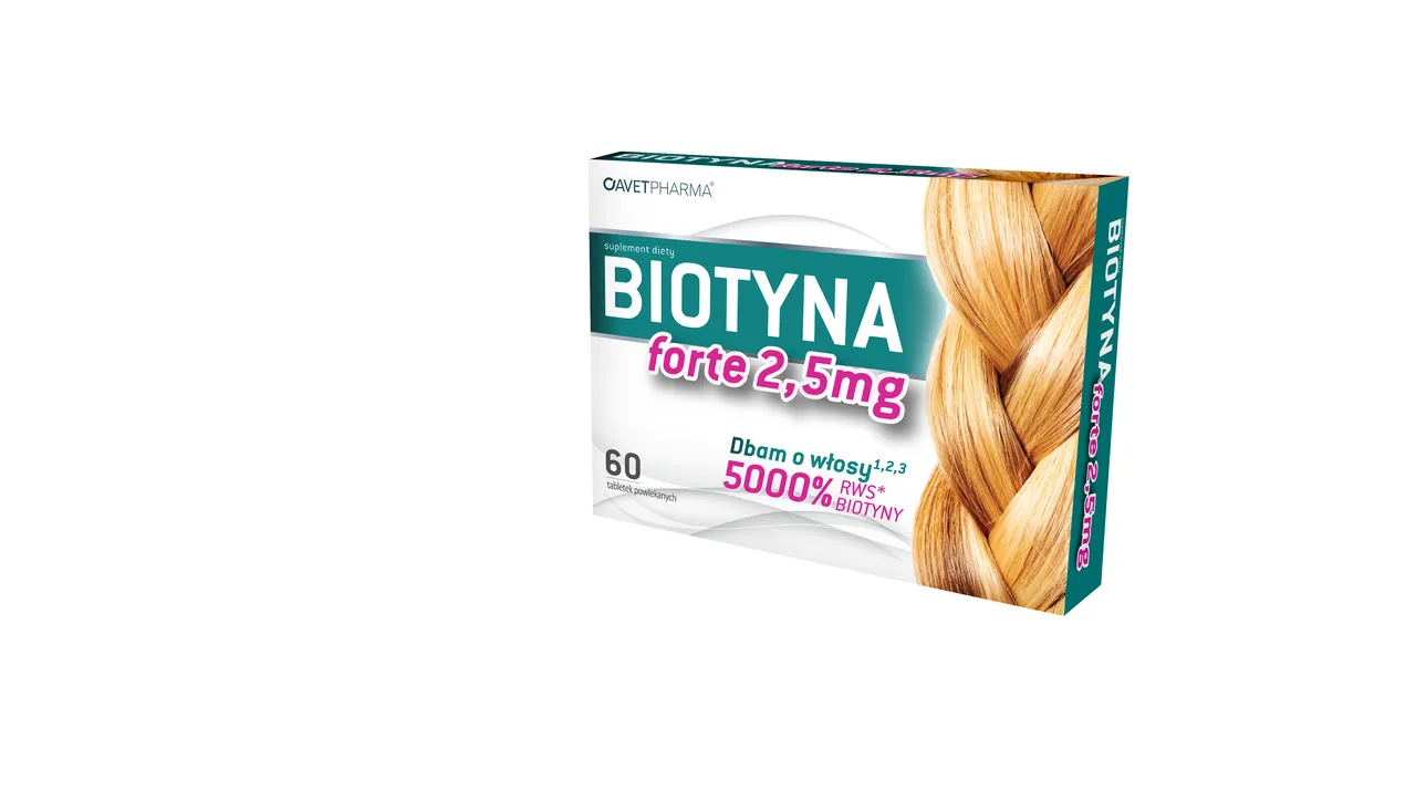 Biotyna Forte 2,5 mg, suplement diety, 60 tabletek powlekanych