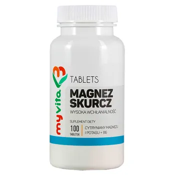 MyVita, Magnez skurcz (cytryniany magnezu + potas + witamina B6), suplement diety, 100 tabletek 
