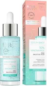 Eveline Cosmetics Serum Shot Niedoskonałości kuracja 10% niacynamid na twarz, szyję i dekolt