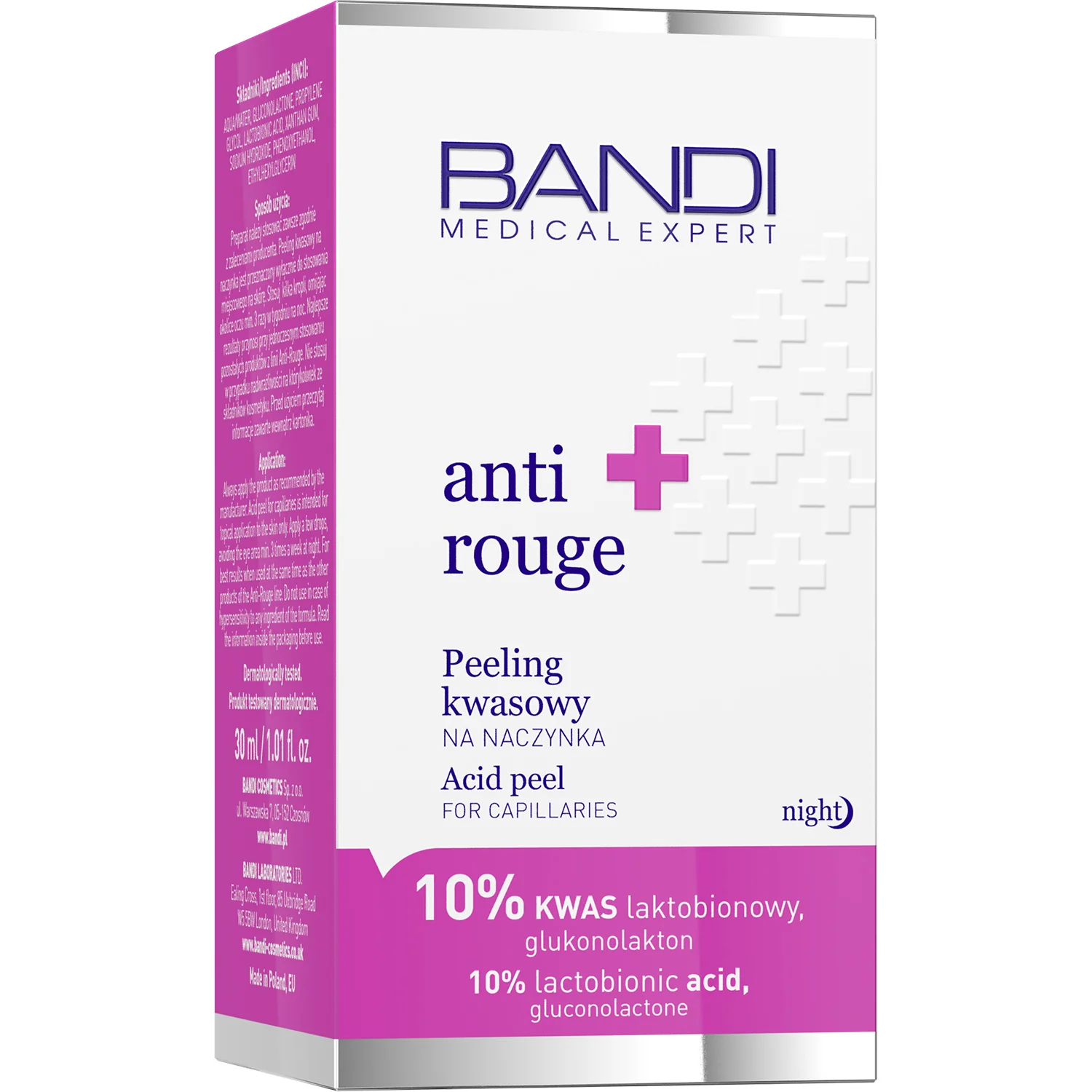 Bandi Medical Expert Anti-Rouge Peeling Kwasowy Na Naczynka 10% Kwas Laktobionowy, Glukonolakton,30 ml