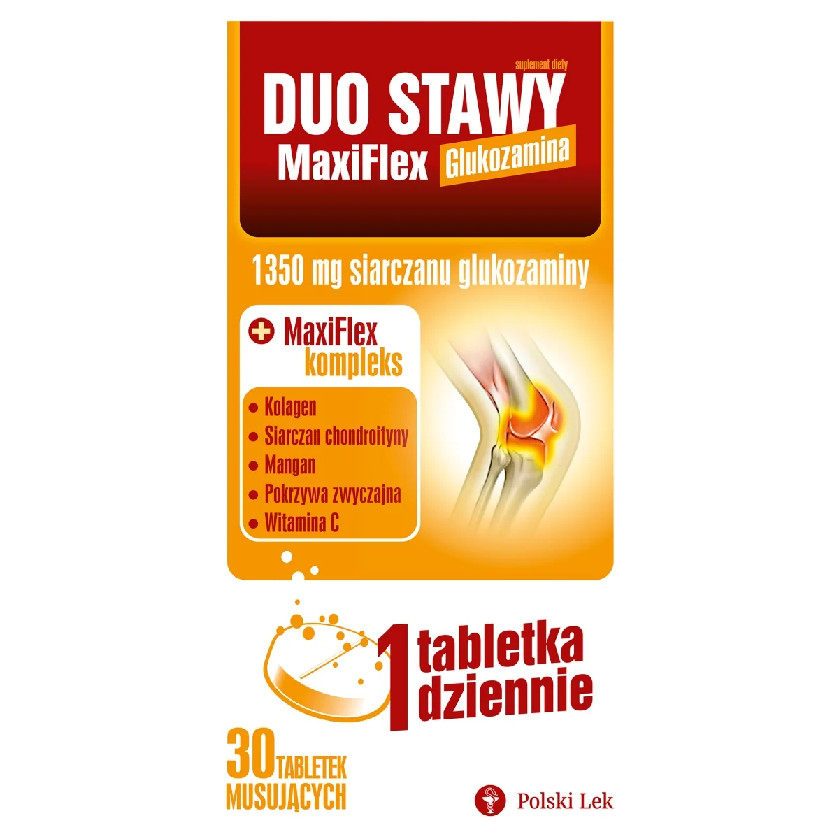 Duo Stawy MaxiFlex glukozamina 1350 mg siarczanu glukozaminy, 30 tabletek musujących