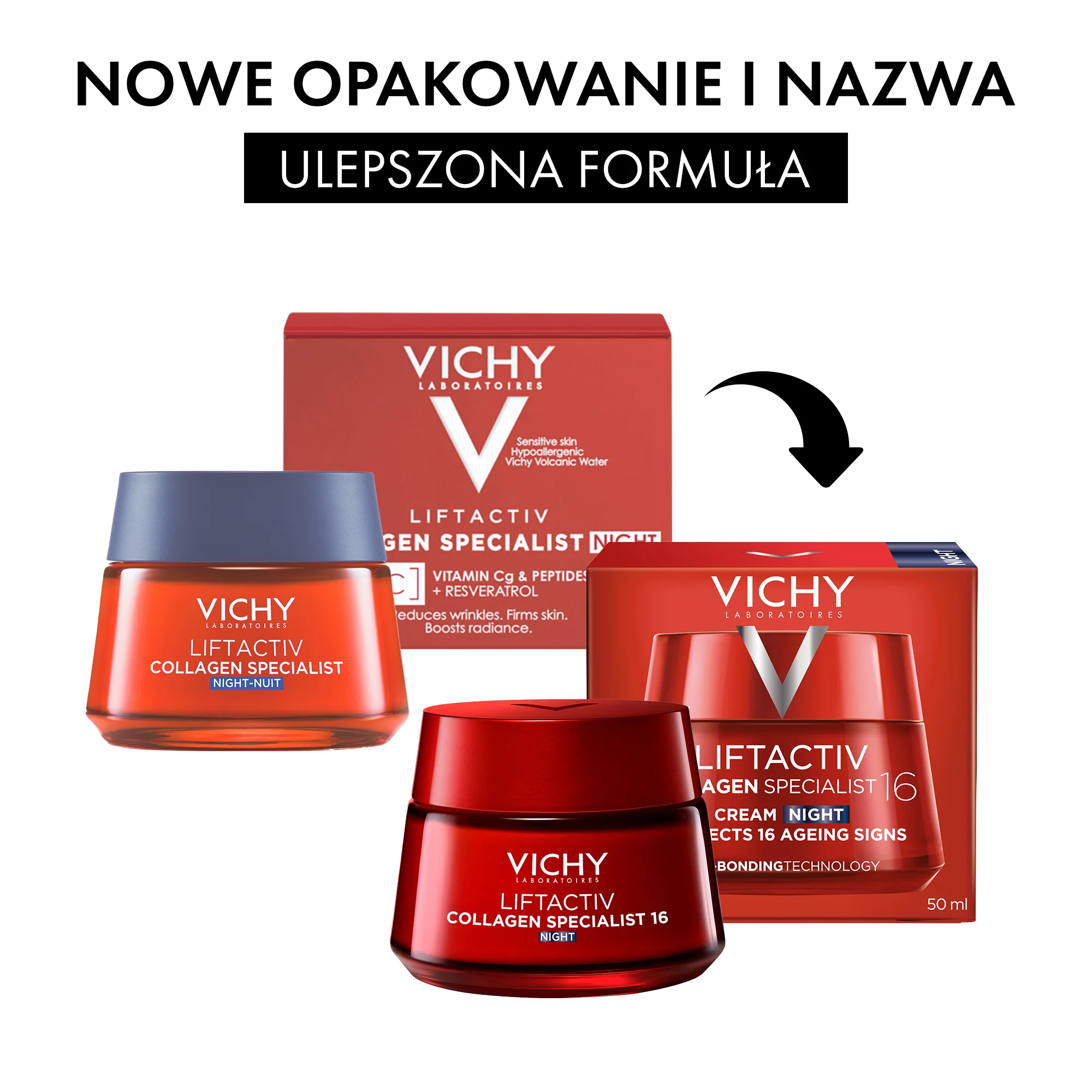 Vichy Liftactiv Collagen Specialist Noc przeciwzmarszczkowy krem na noc, 50 ml