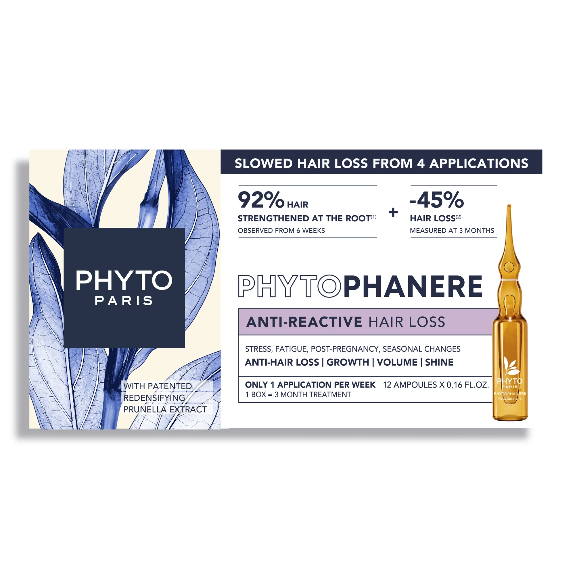 Phyto Phytophanere przeciw reakcyjnemu wypadaniu włosów, 12 ampułek x 5 ml
