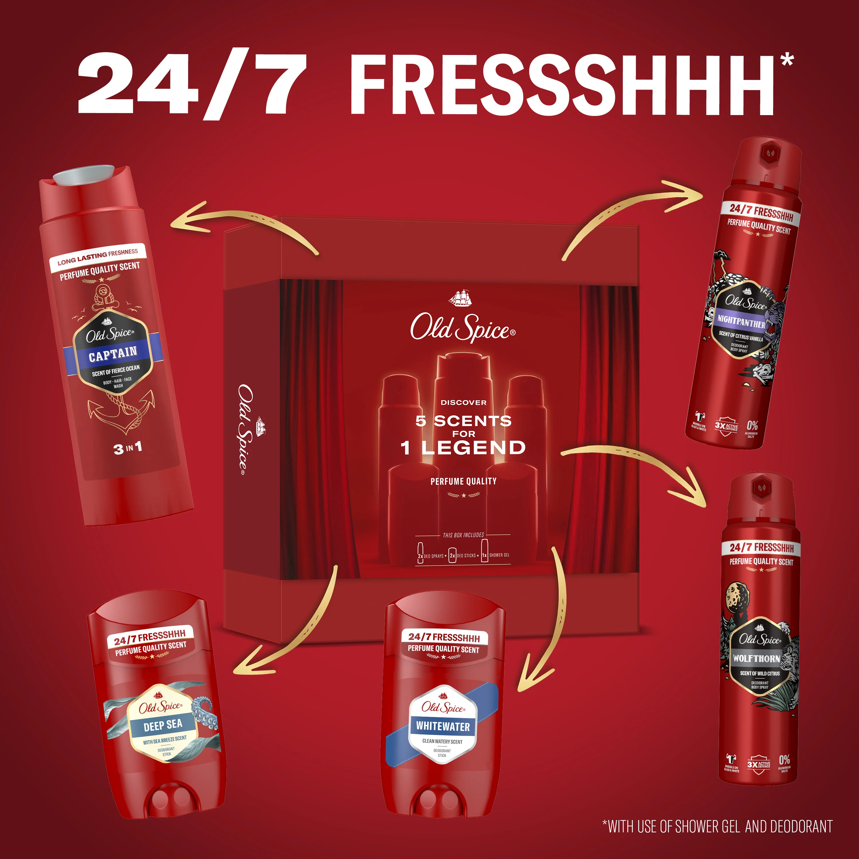 Old Spice Discovery Box Xmass Zestaw dezodorant w sztyfcie, 2 x 50 ml + dezodorant w sprayu, 2 x 150 ml + żel pod prysznic 250 ml