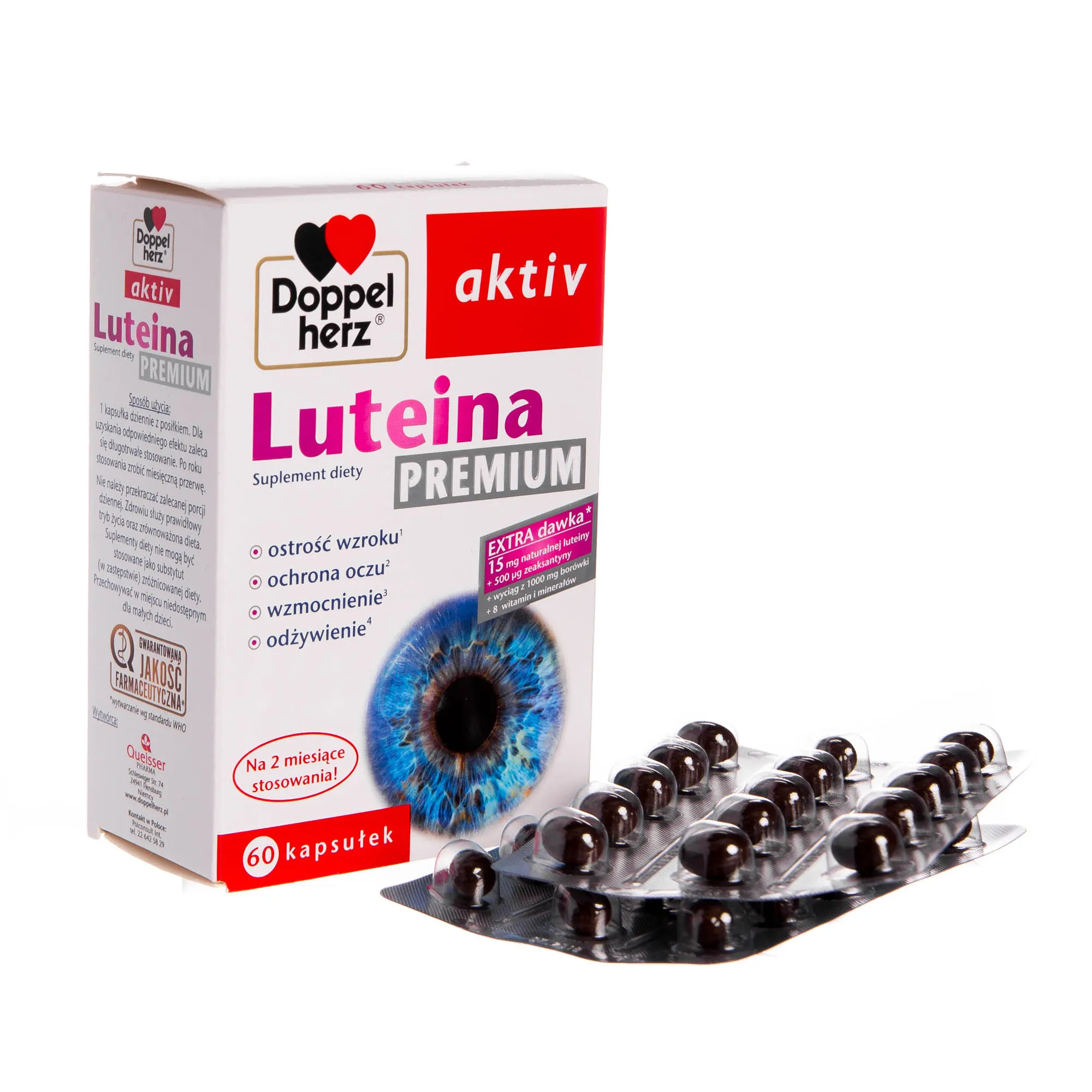Doppelherz aktiv Luteina Premium suplement diety, 60 kapsułek 