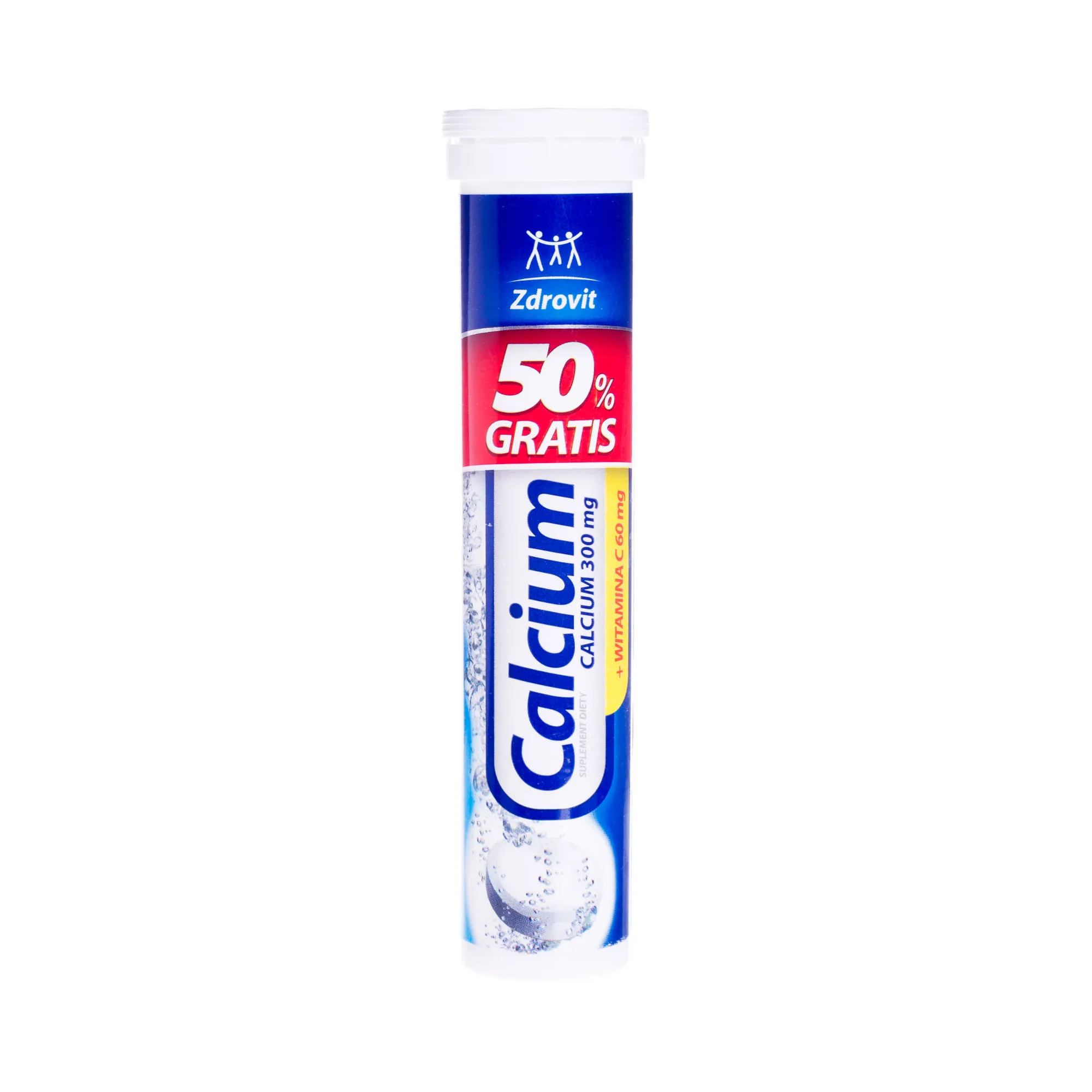 Zdrovit Calcium 300 mg + Witamina C 60 mg, suplement diety, 20 tabletek musujących