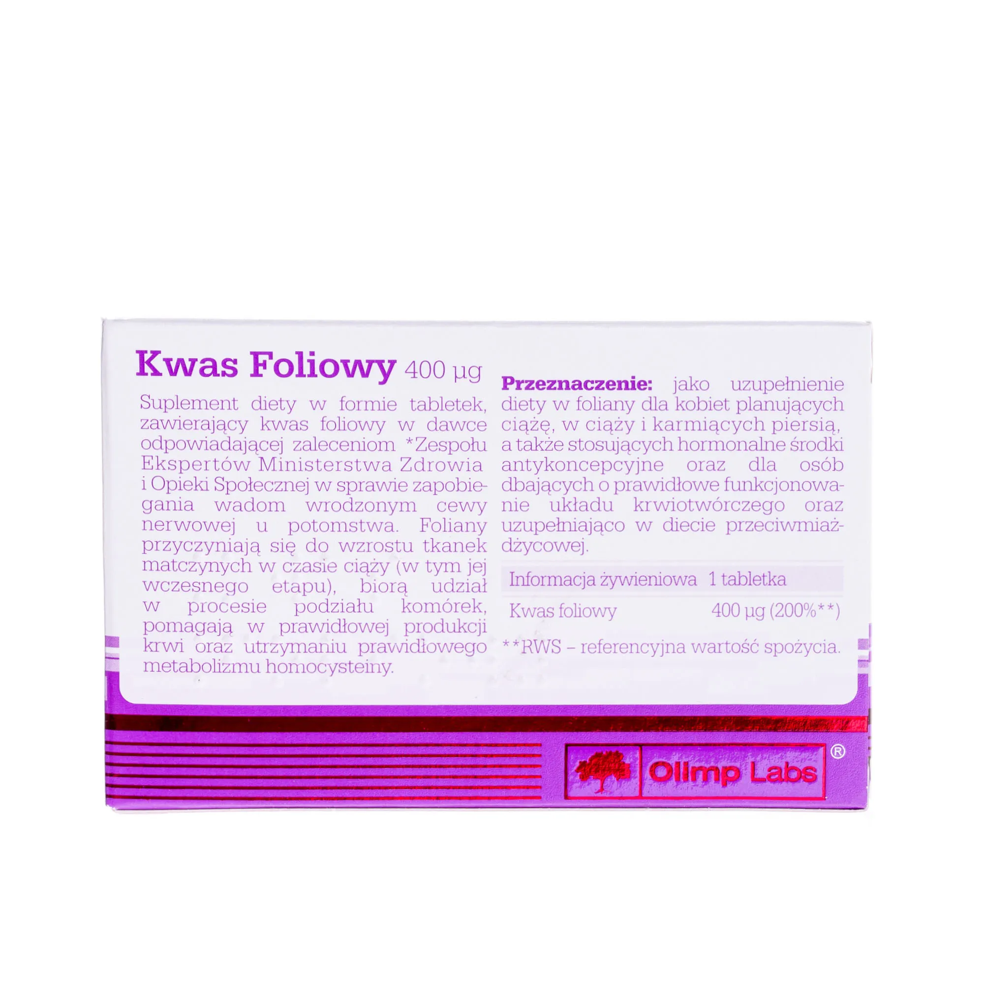 Olimp Kwas Foliowy 400 mcg, suplement diety, 30 tabletek 