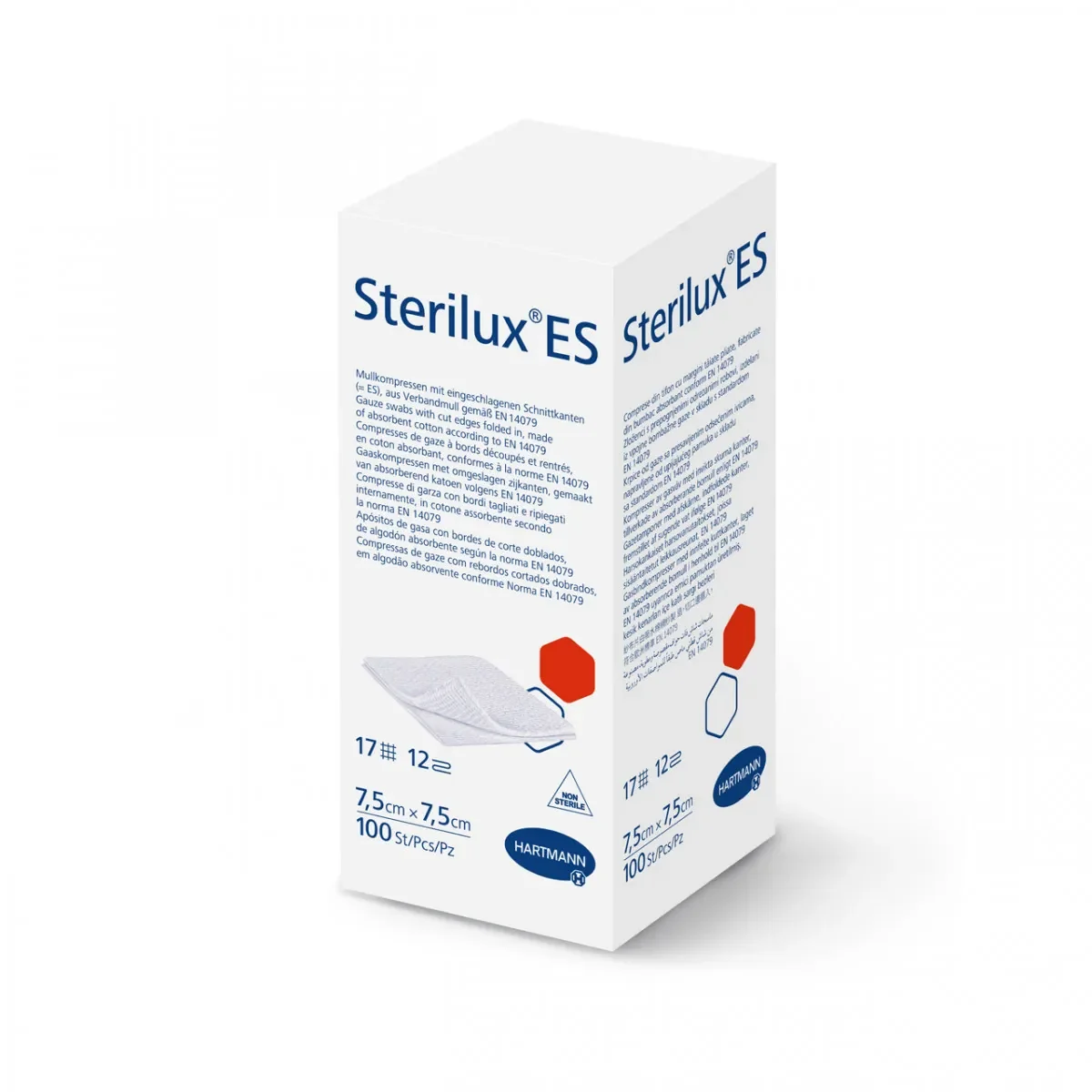Sterilux ES kompresy z gazy bawełnianej, niejałowe, 17-nitkowe, 12 warstw