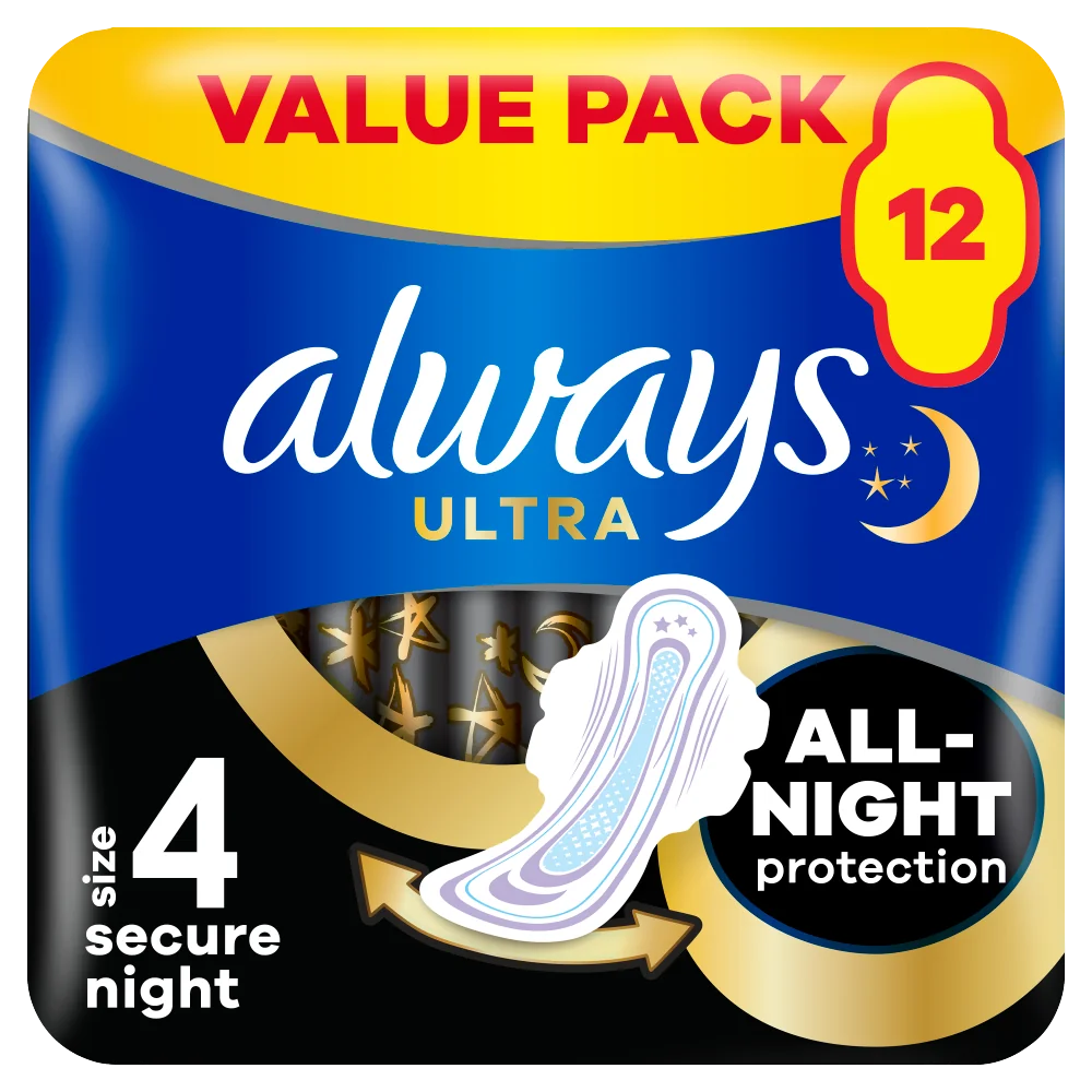 Always Ultra Exnight Protect podpaski ze skrzydełkami, 12 szt.