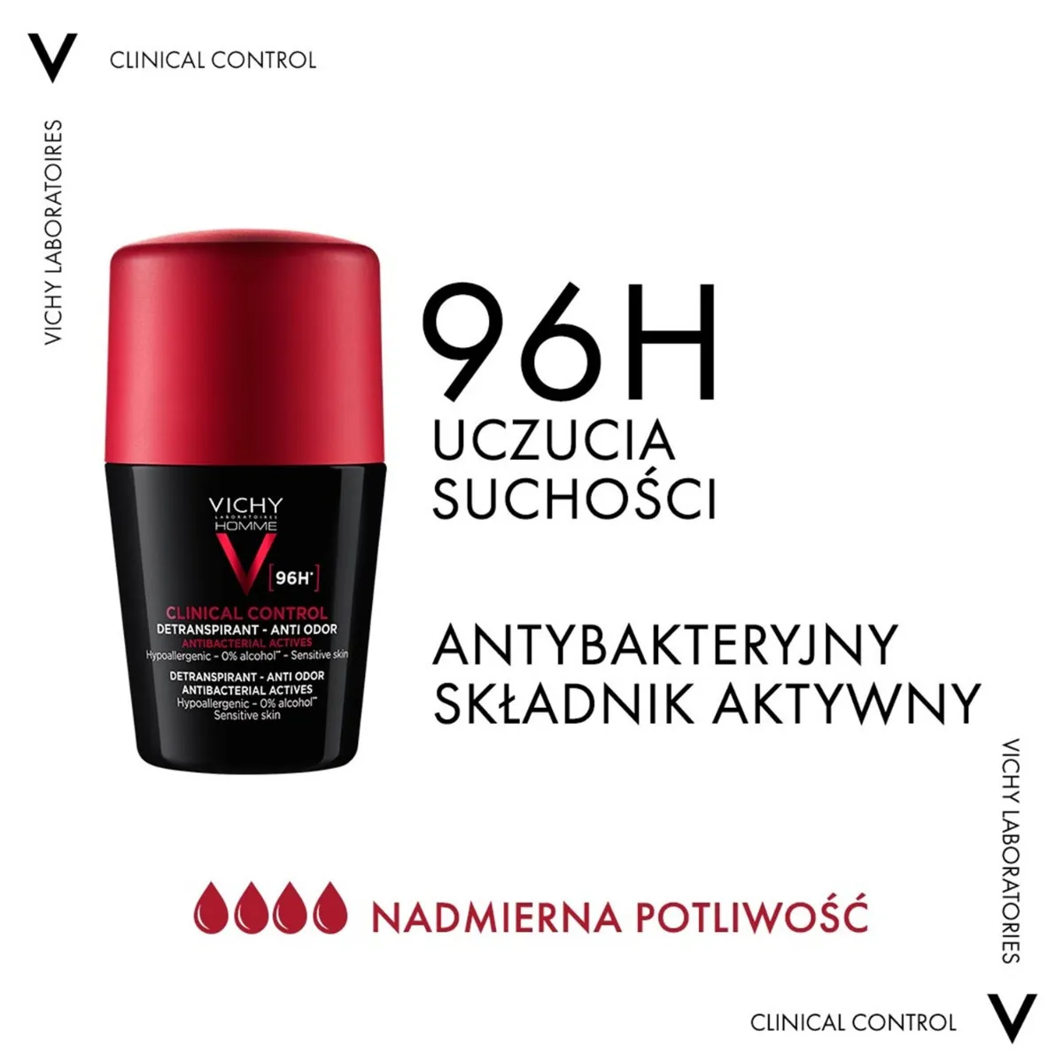Vichy Homme Clinical Control 96 H Dezodorant roll-on, 50 ml 